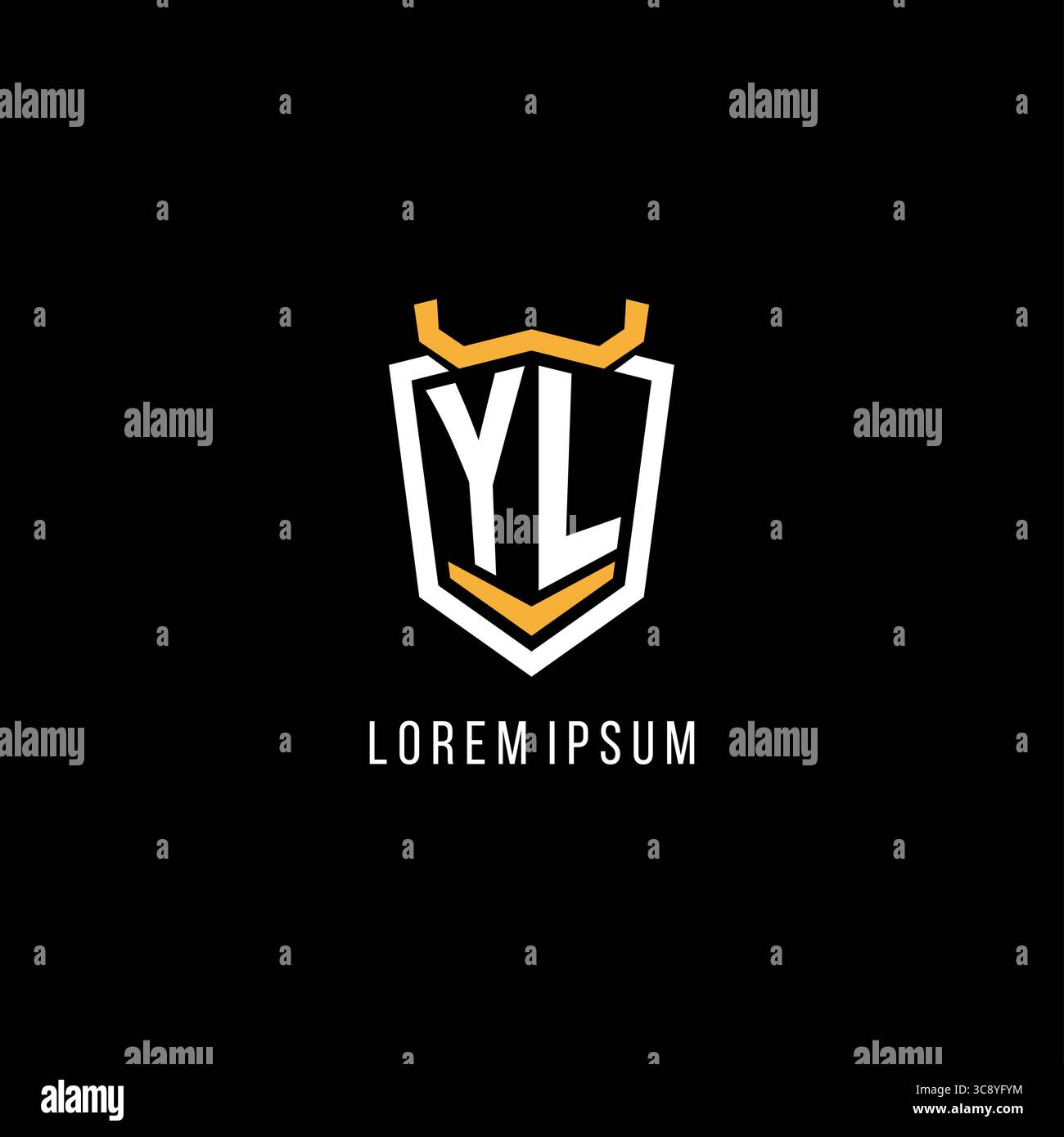 Initial YL geometric shield esport logo monogram design style vector graphic Stock Vector