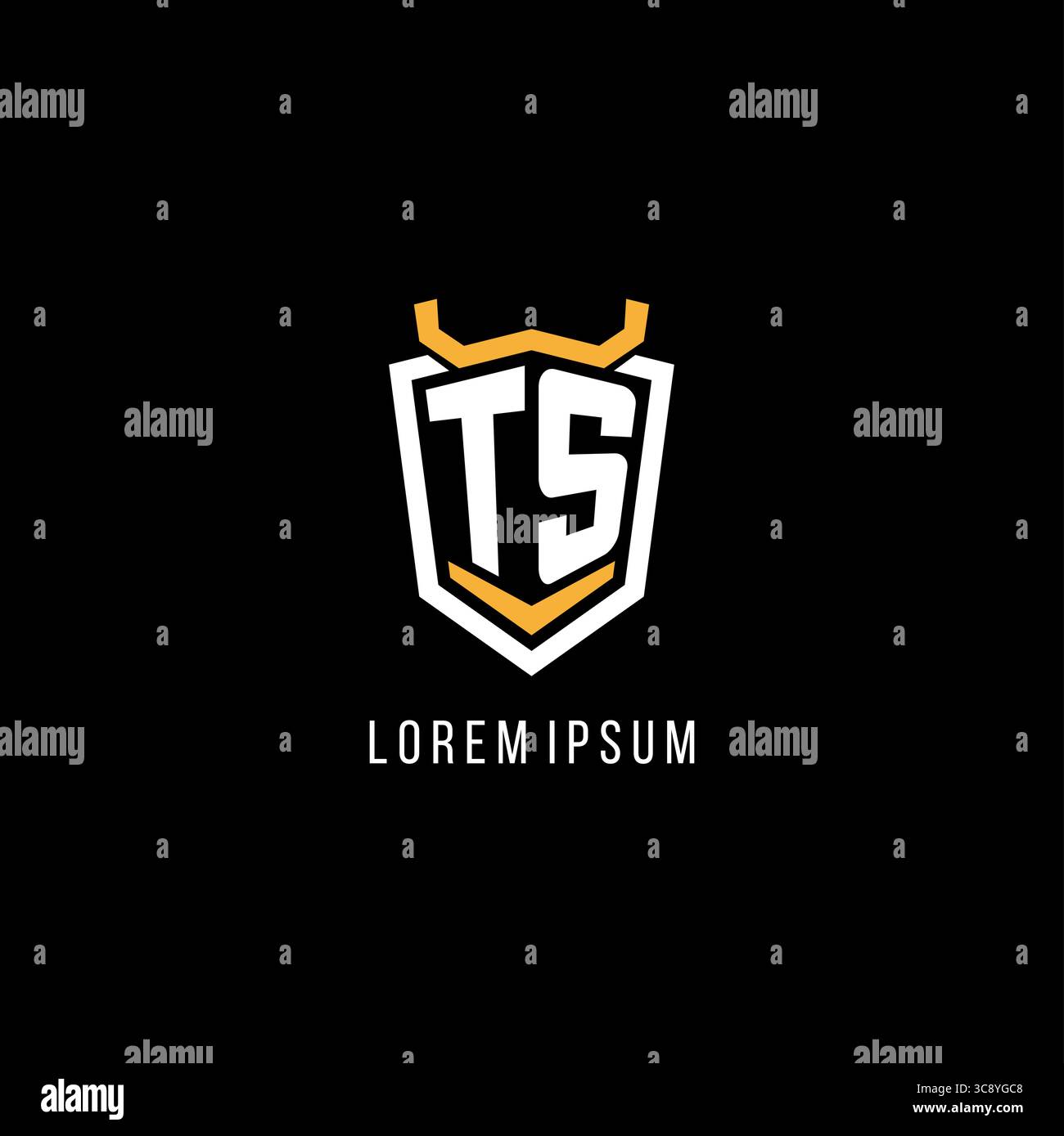 Initial TS geometric shield esport logo monogram design style vector graphic Stock Vector