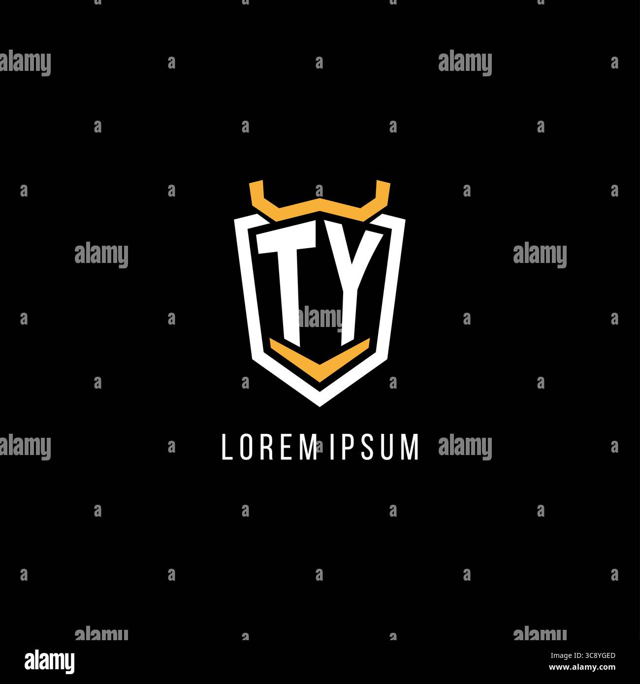 Initial TY geometric shield esport logo monogram design style vector graphic Stock Vector