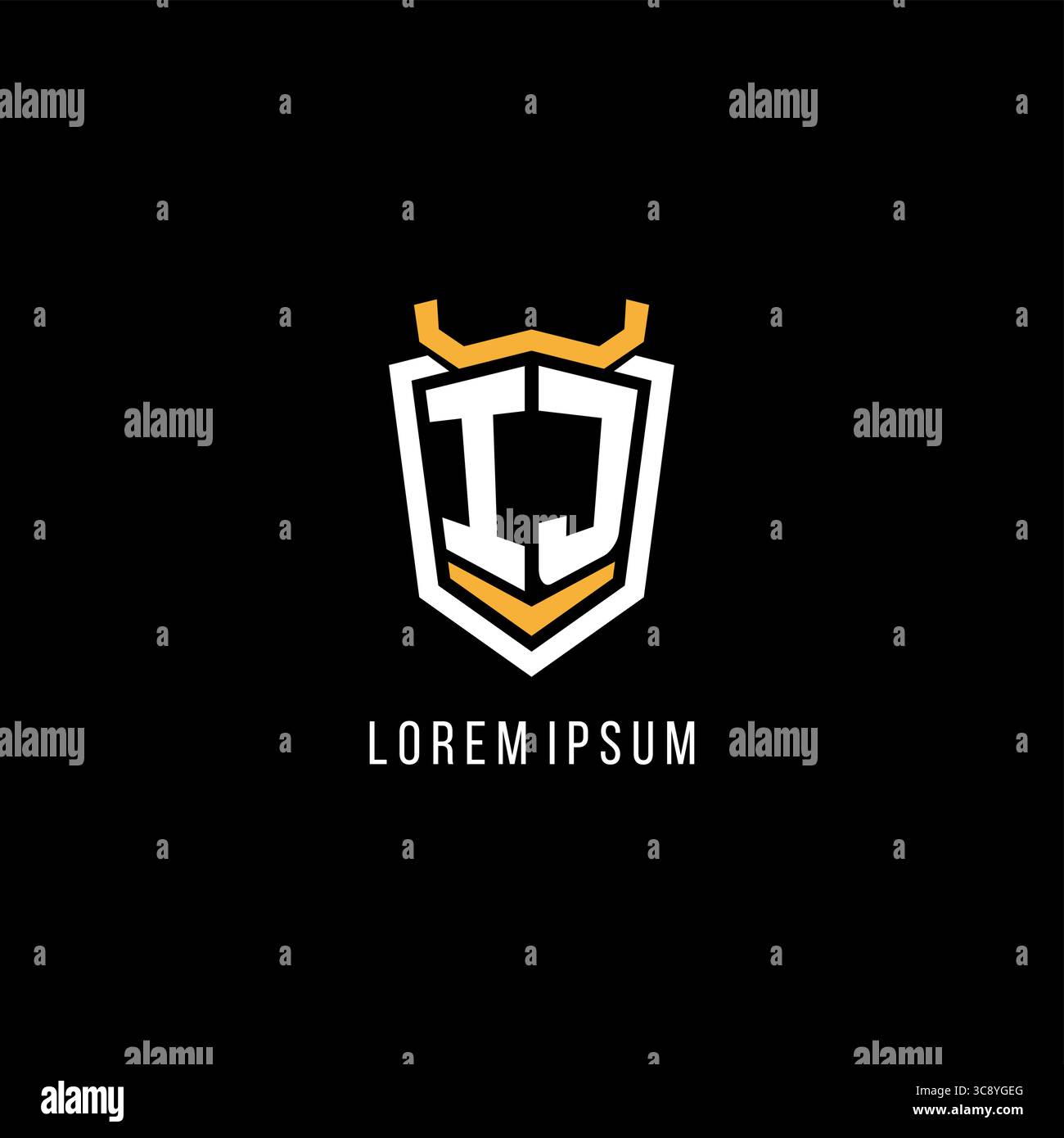 Initial IJ geometric shield esport logo monogram design style vector graphic Stock Vector