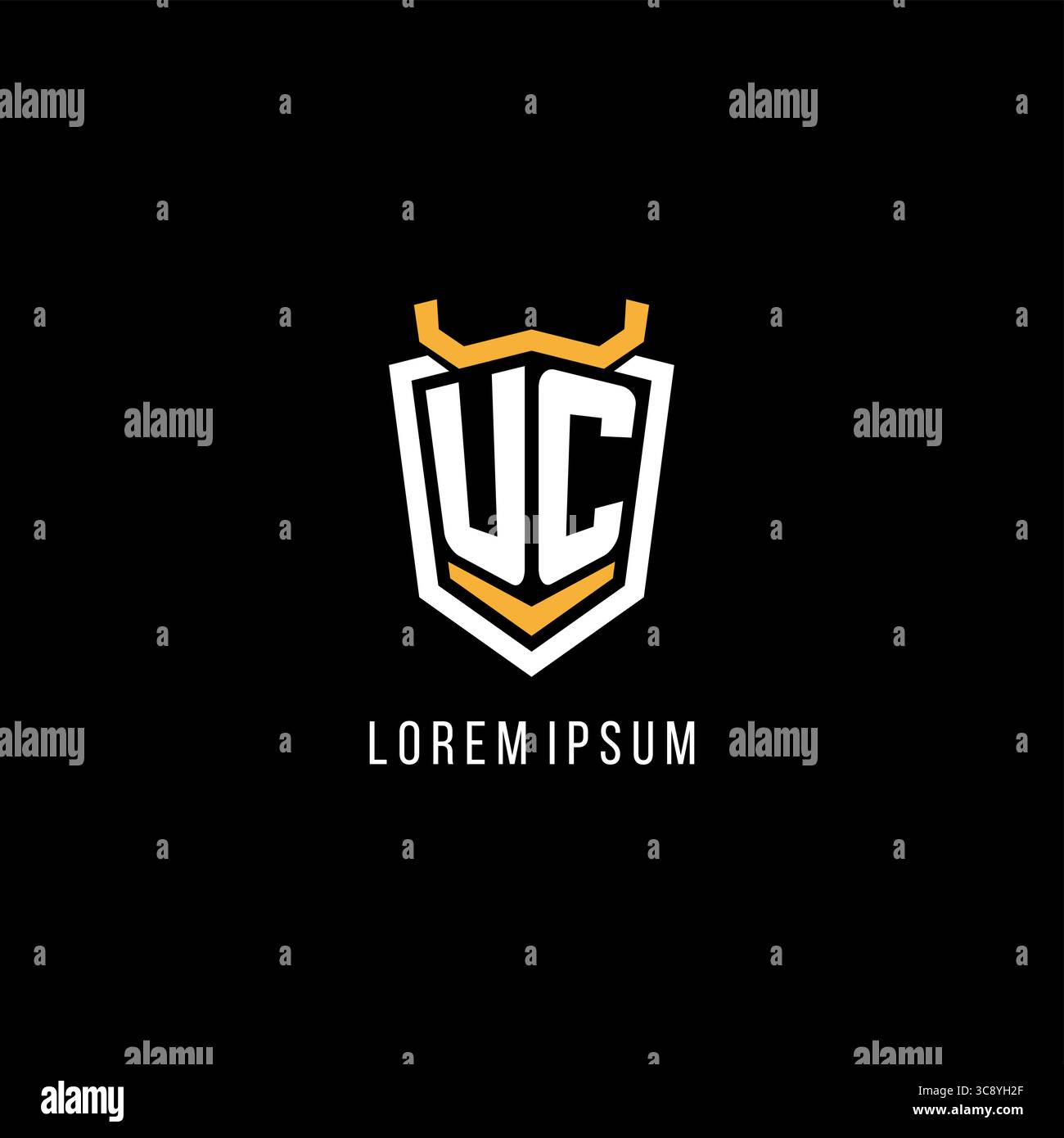 Initial UC geometric shield esport logo monogram design style vector graphic Stock Vector