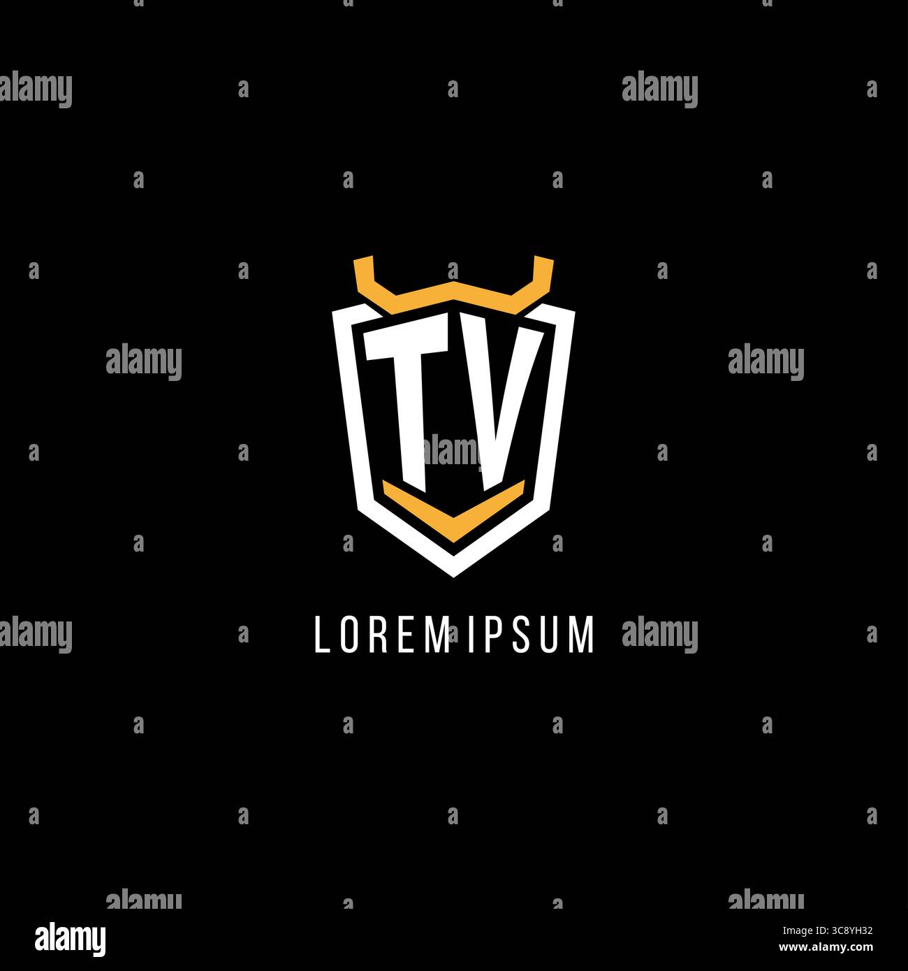 Initial TV geometric shield esport logo monogram design style vector graphic Stock Vector