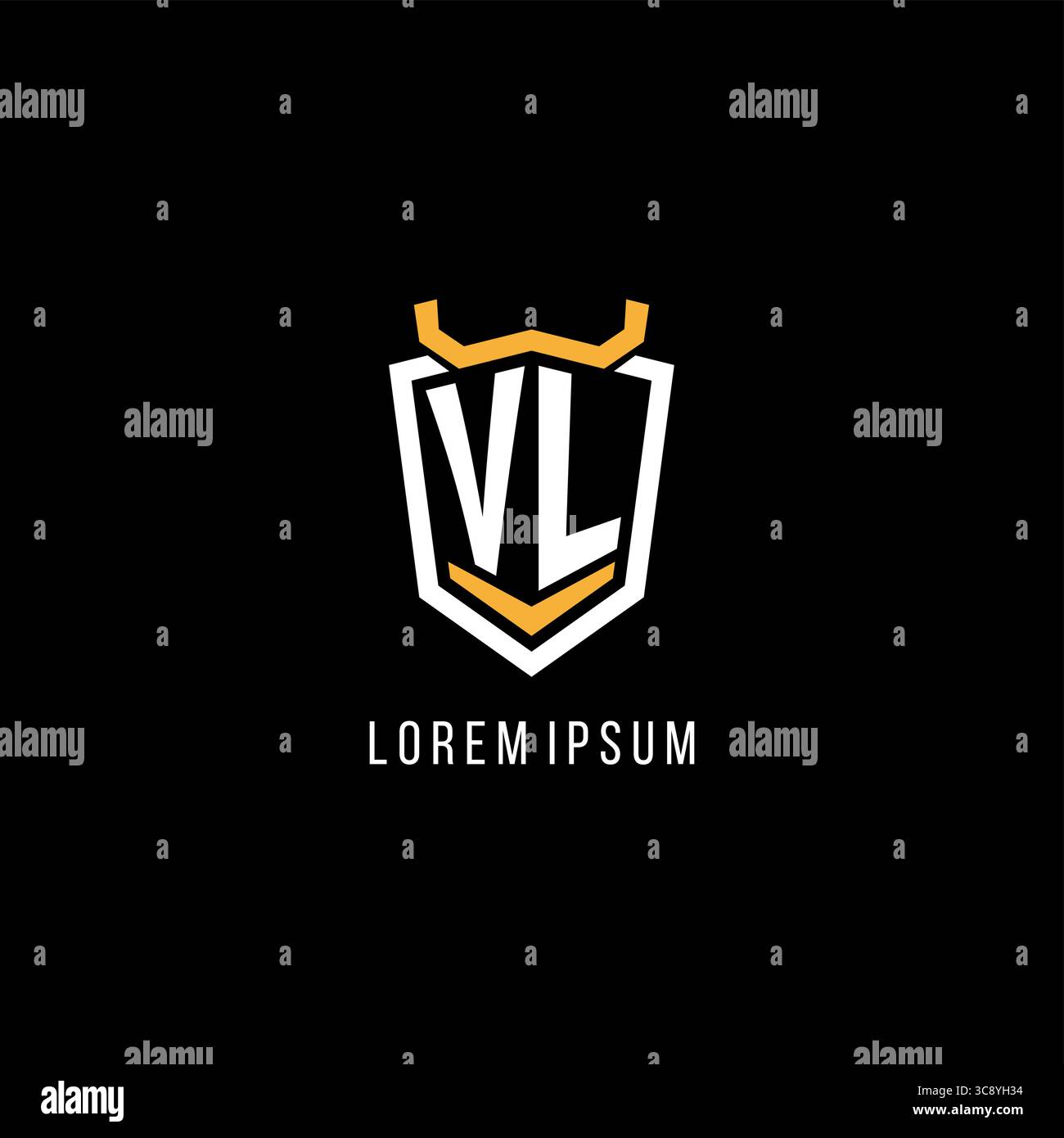 Initial VL geometric shield esport logo monogram design style vector graphic Stock Vector