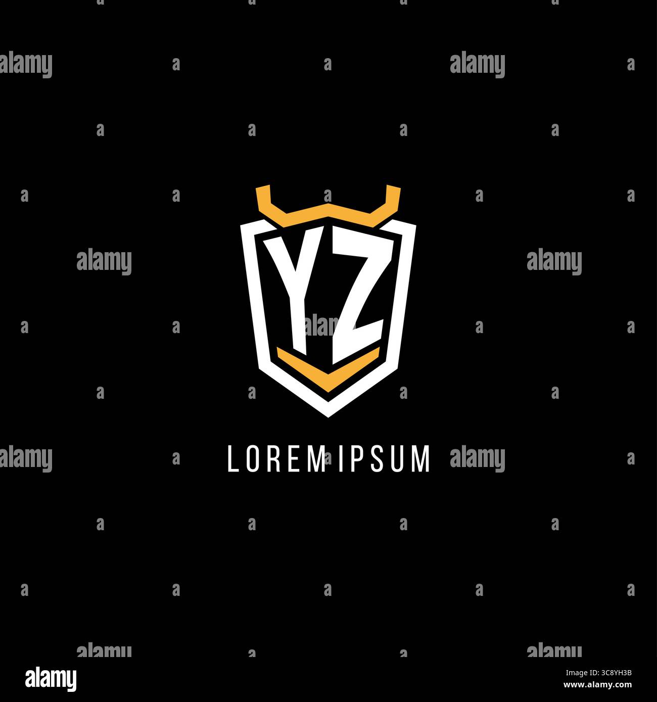 Initial YZ geometric shield esport logo monogram design style vector graphic Stock Vector