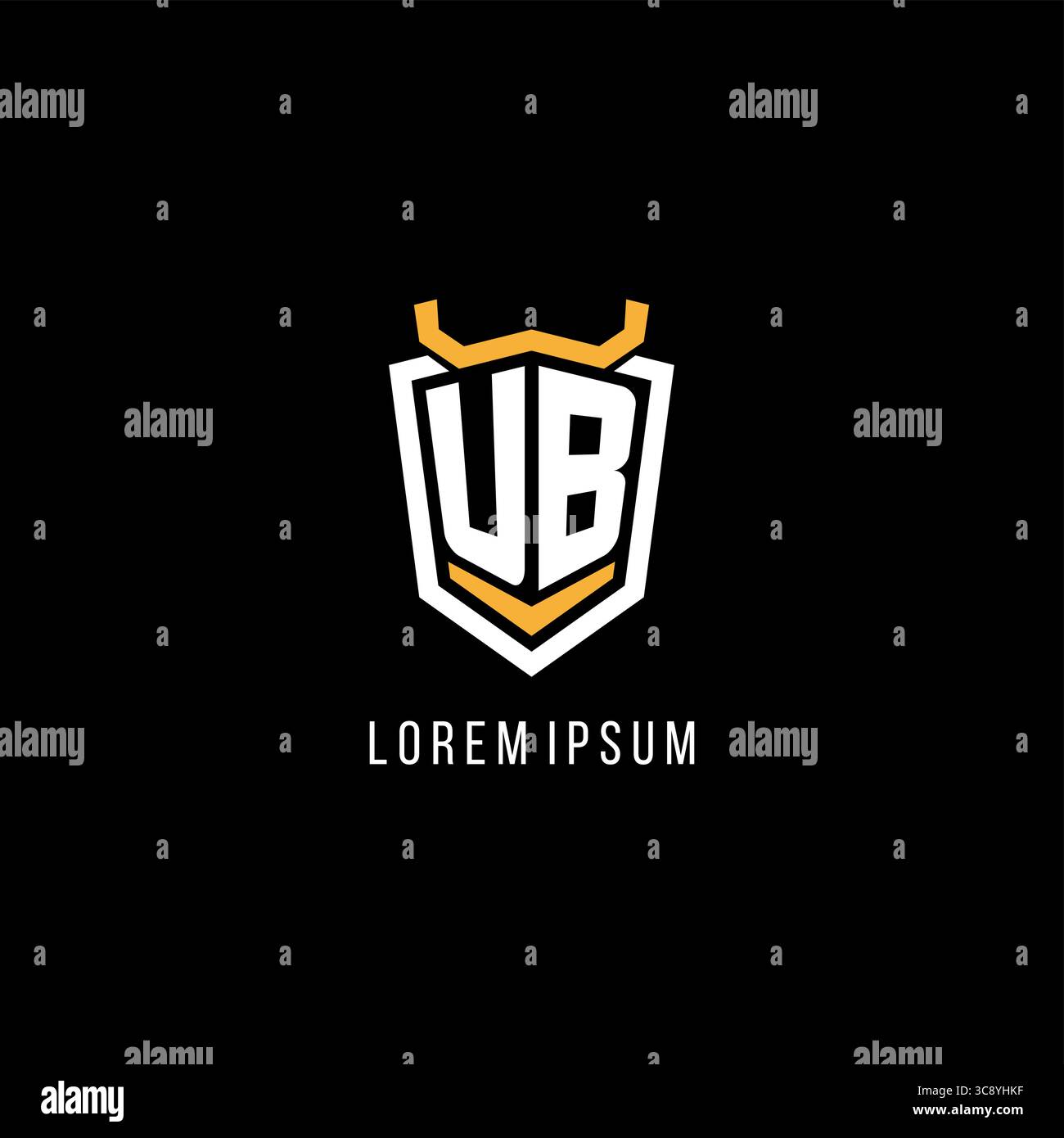 Initial UB geometric shield esport logo monogram design style vector graphic Stock Vector