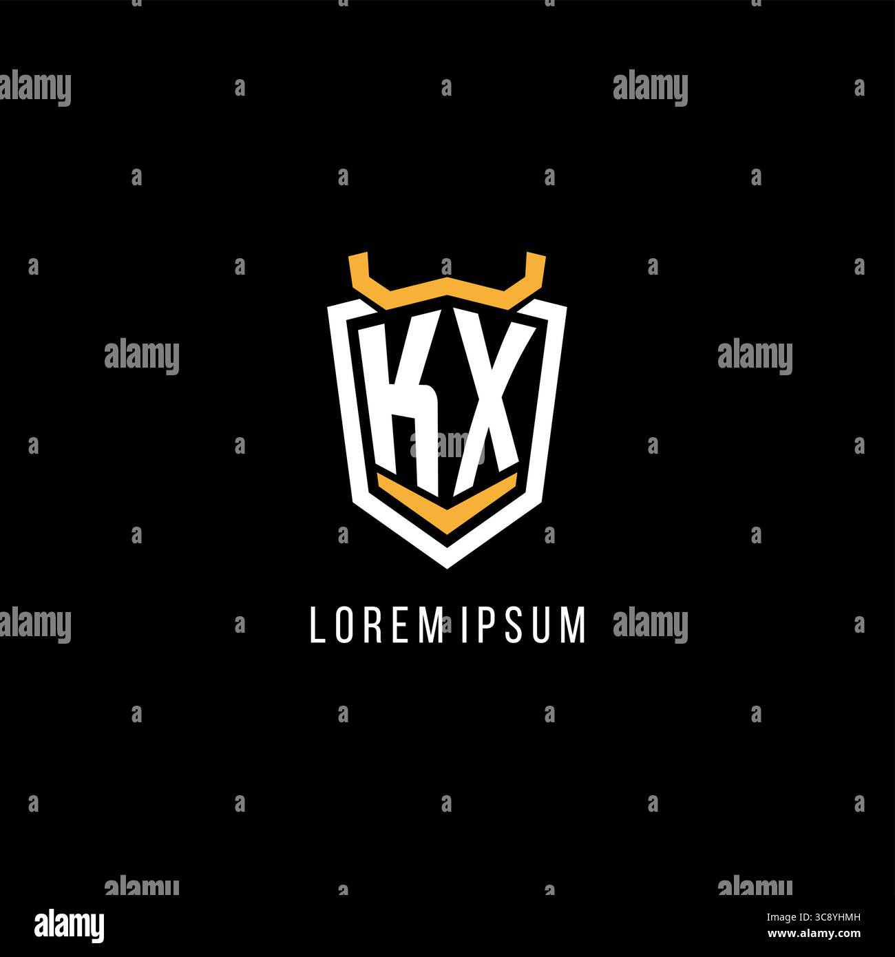 Initial KX geometric shield esport logo monogram design style vector graphic Stock Vector