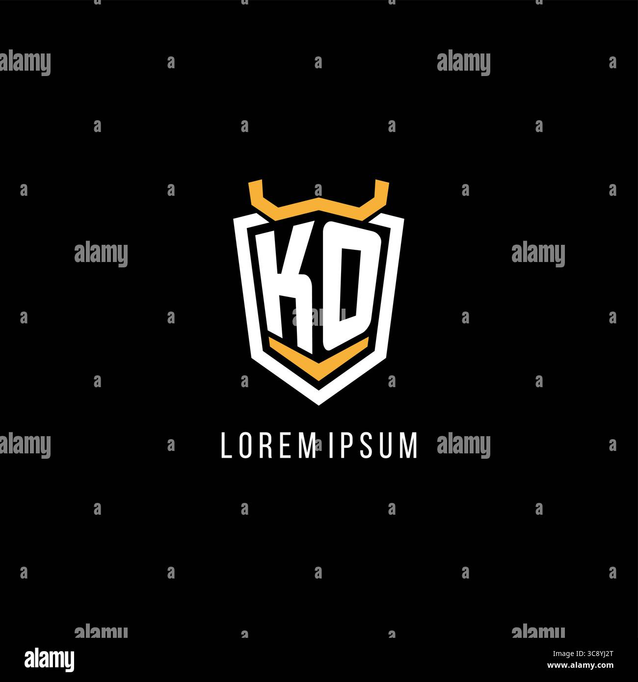 Initial KO geometric shield esport logo monogram design style vector graphic Stock Vector