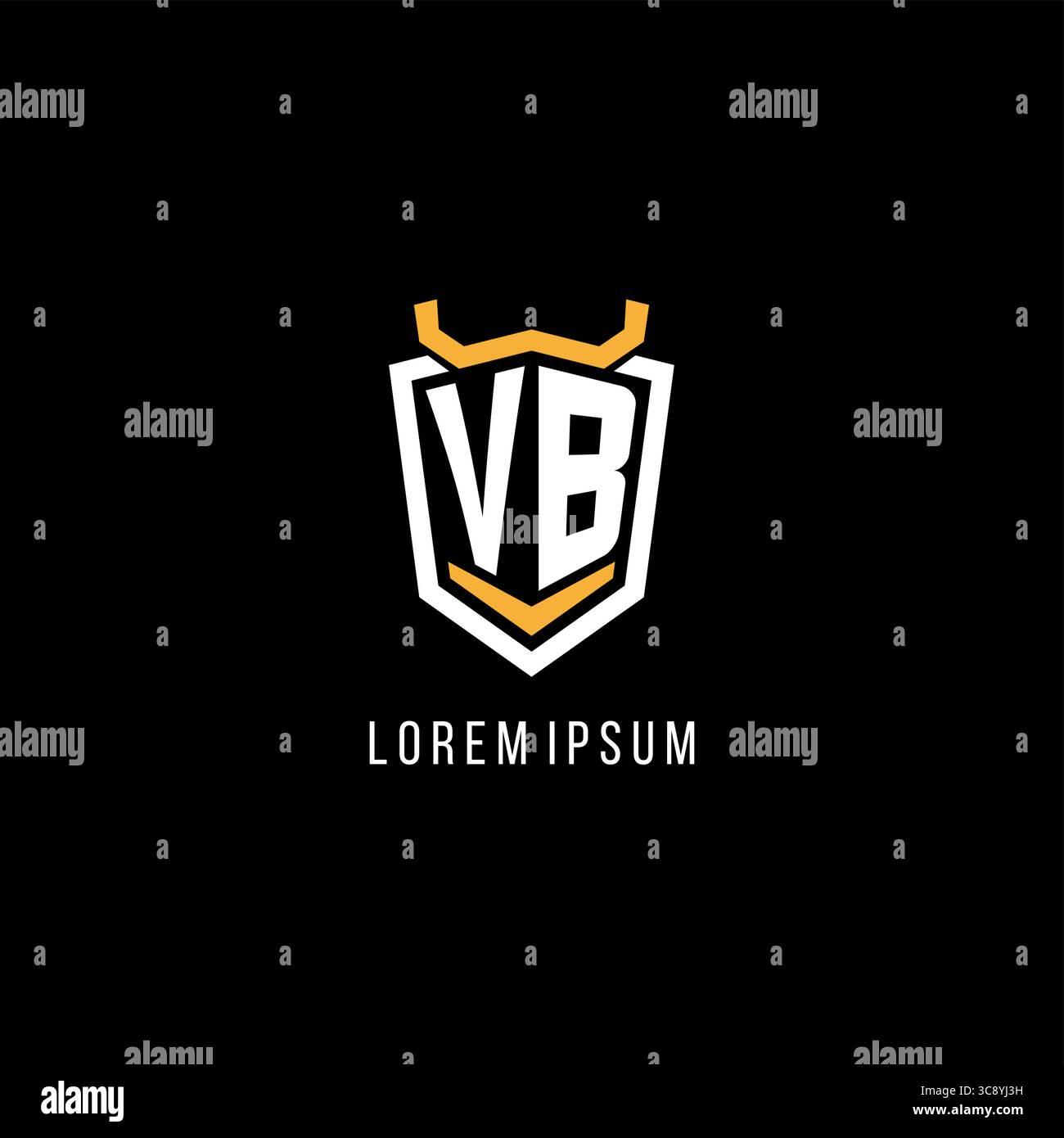 Initial VB geometric shield esport logo monogram design style vector graphic Stock Vector