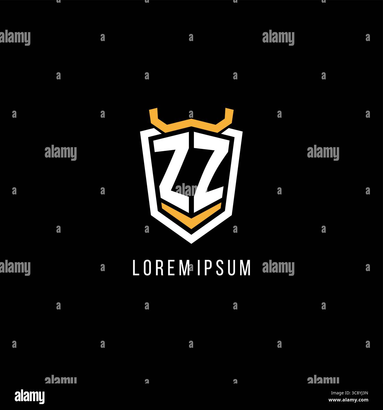 Initial ZZ geometric shield esport logo monogram design style vector graphic Stock Vector