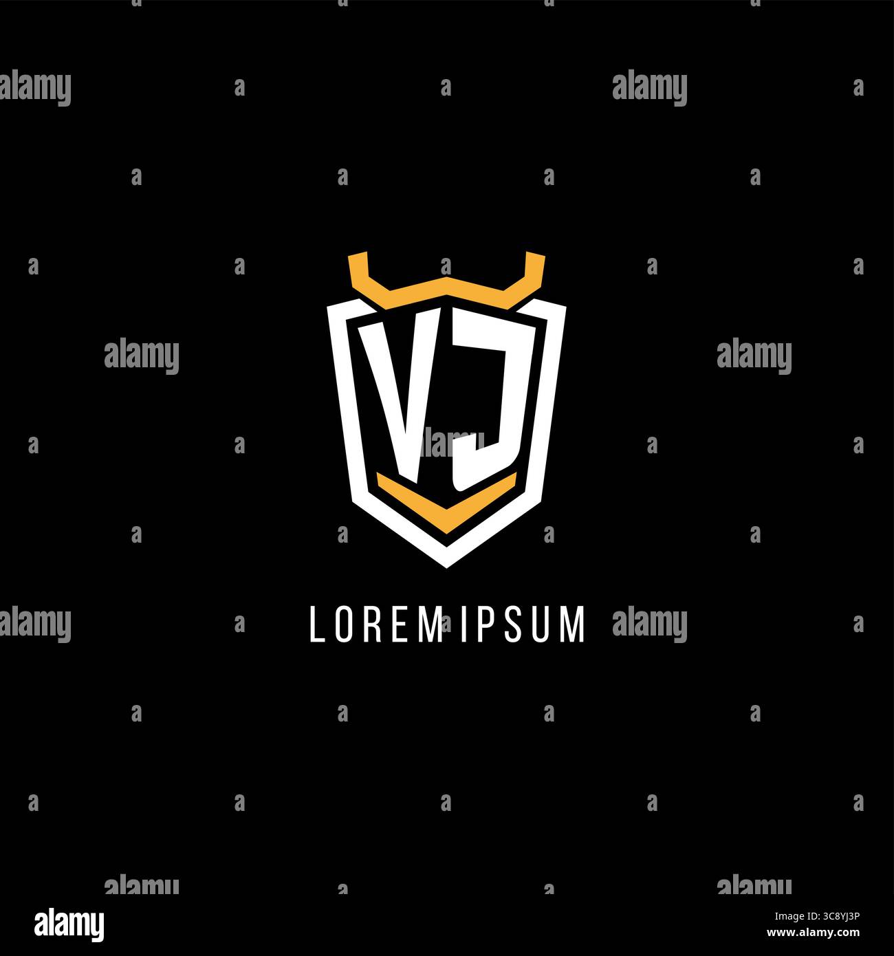 Initial VJ geometric shield esport logo monogram design style vector graphic Stock Vector