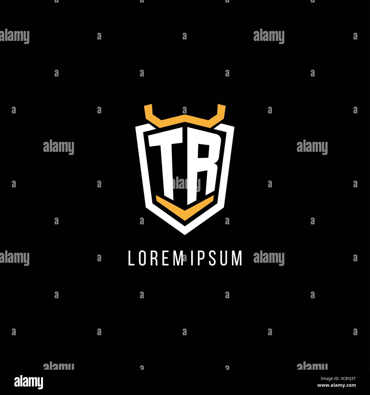 Initial TR geometric shield esport logo monogram design style vector graphic Stock Vector