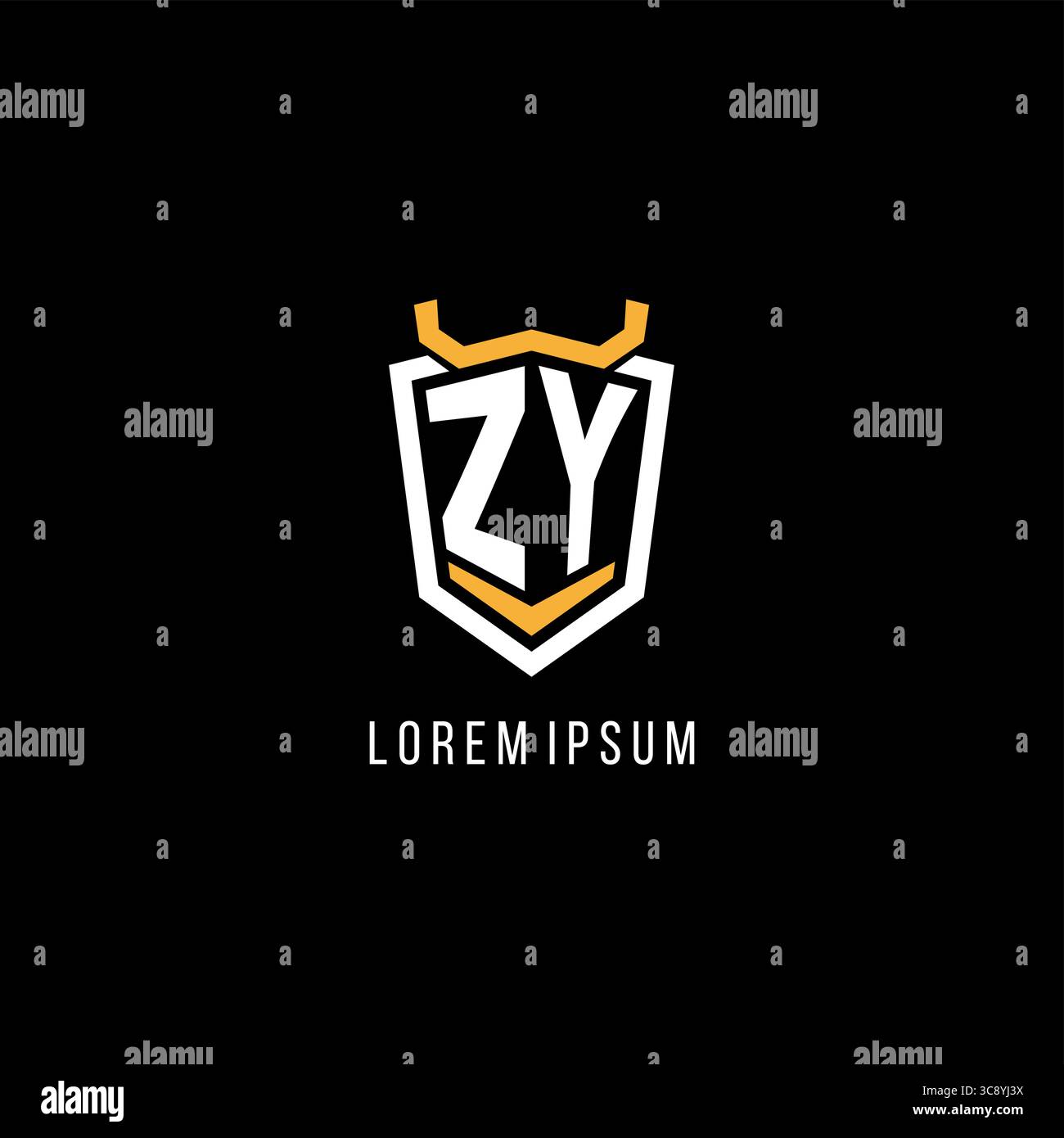 Initial ZY geometric shield esport logo monogram design style vector graphic Stock Vector
