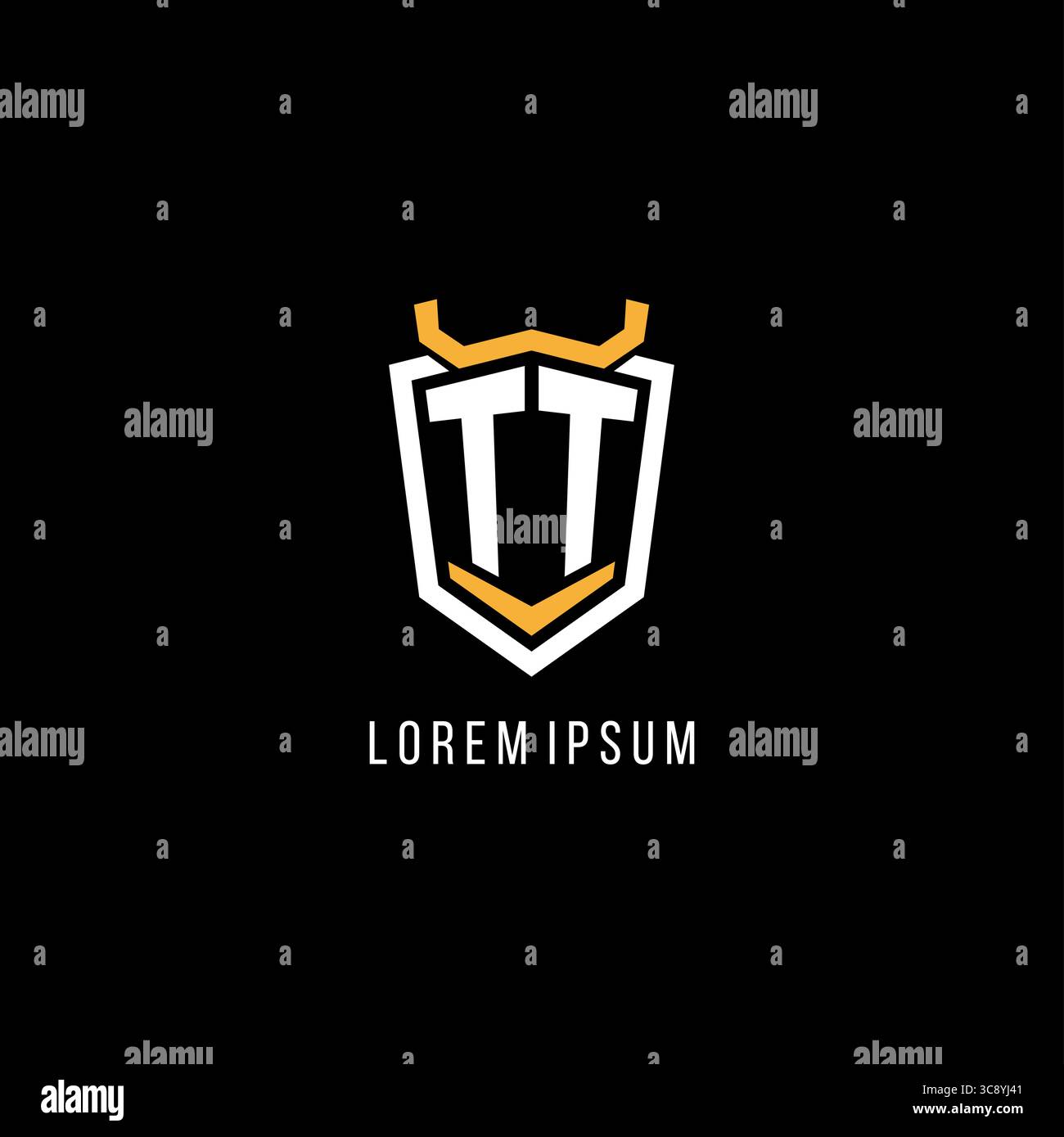 Initial TT geometric shield esport logo monogram design style vector graphic Stock Vector