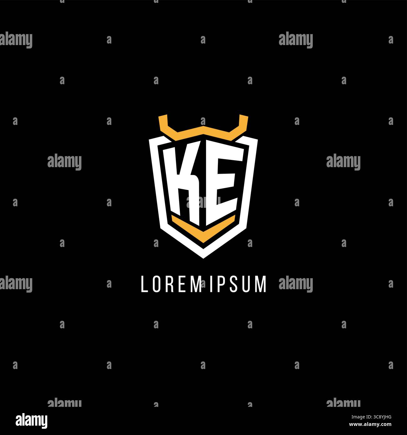 Initial KE geometric shield esport logo monogram design style vector graphic Stock Vector