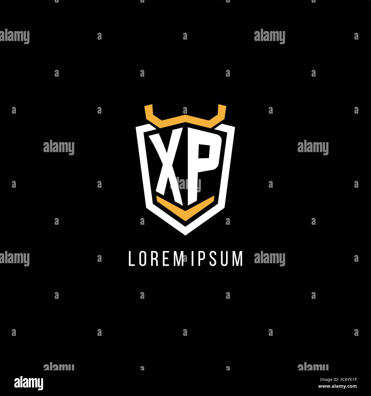 Initial XP geometric shield esport logo monogram design style vector graphic Stock Vector