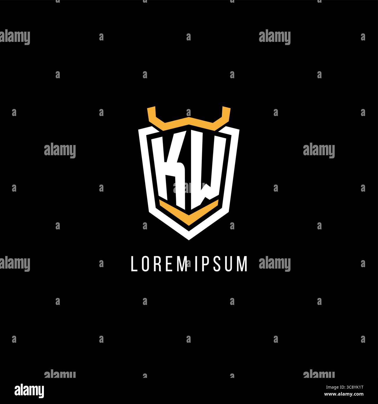Initial KW geometric shield esport logo monogram design style vector graphic Stock Vector