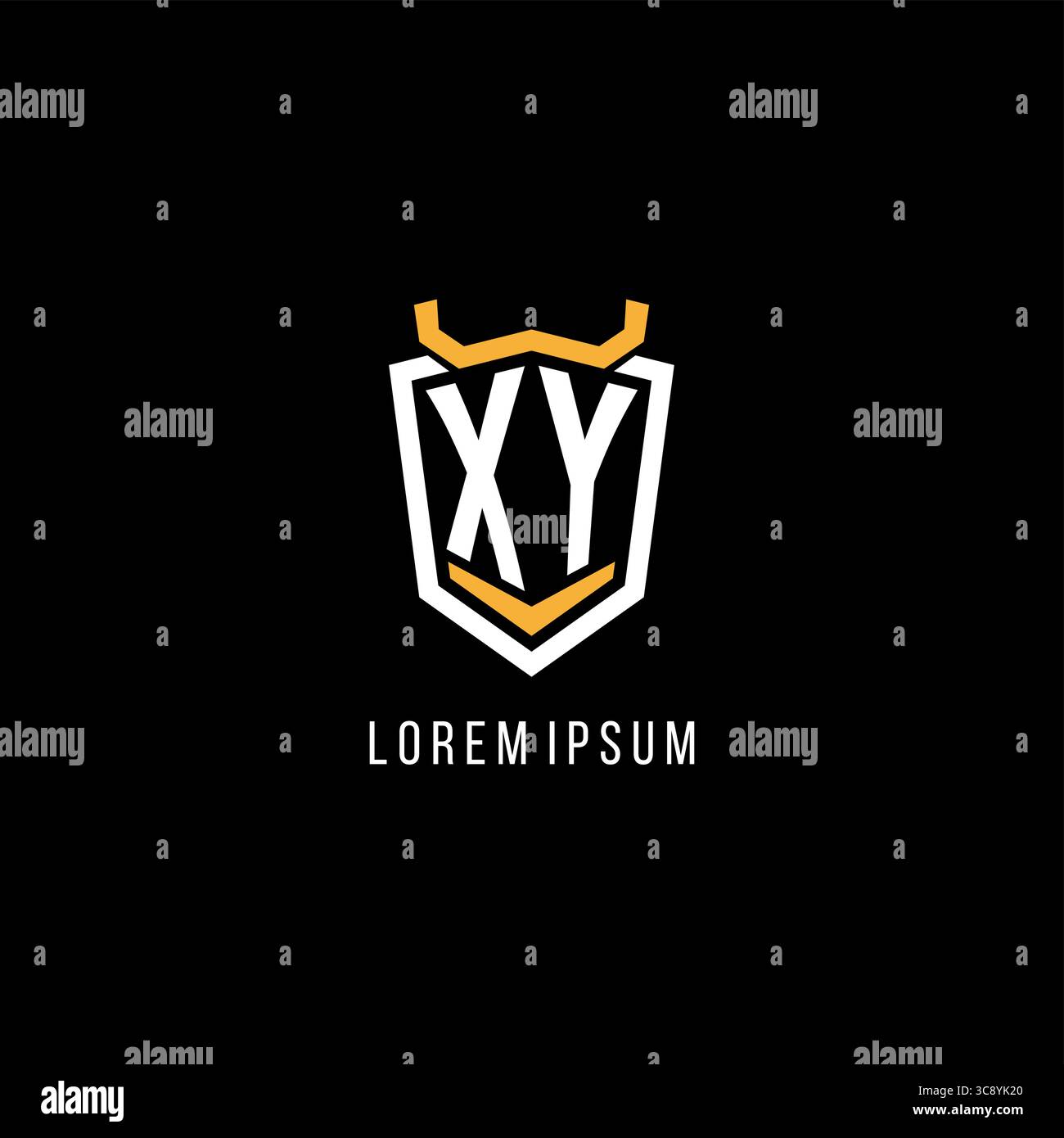 Initial XY geometric shield esport logo monogram design style vector graphic Stock Vector