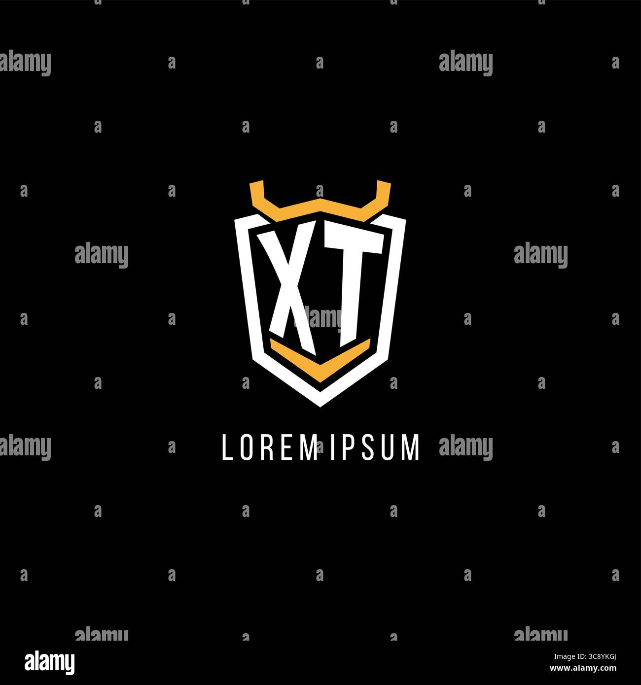 Initial XT geometric shield esport logo monogram design style vector graphic Stock Vector