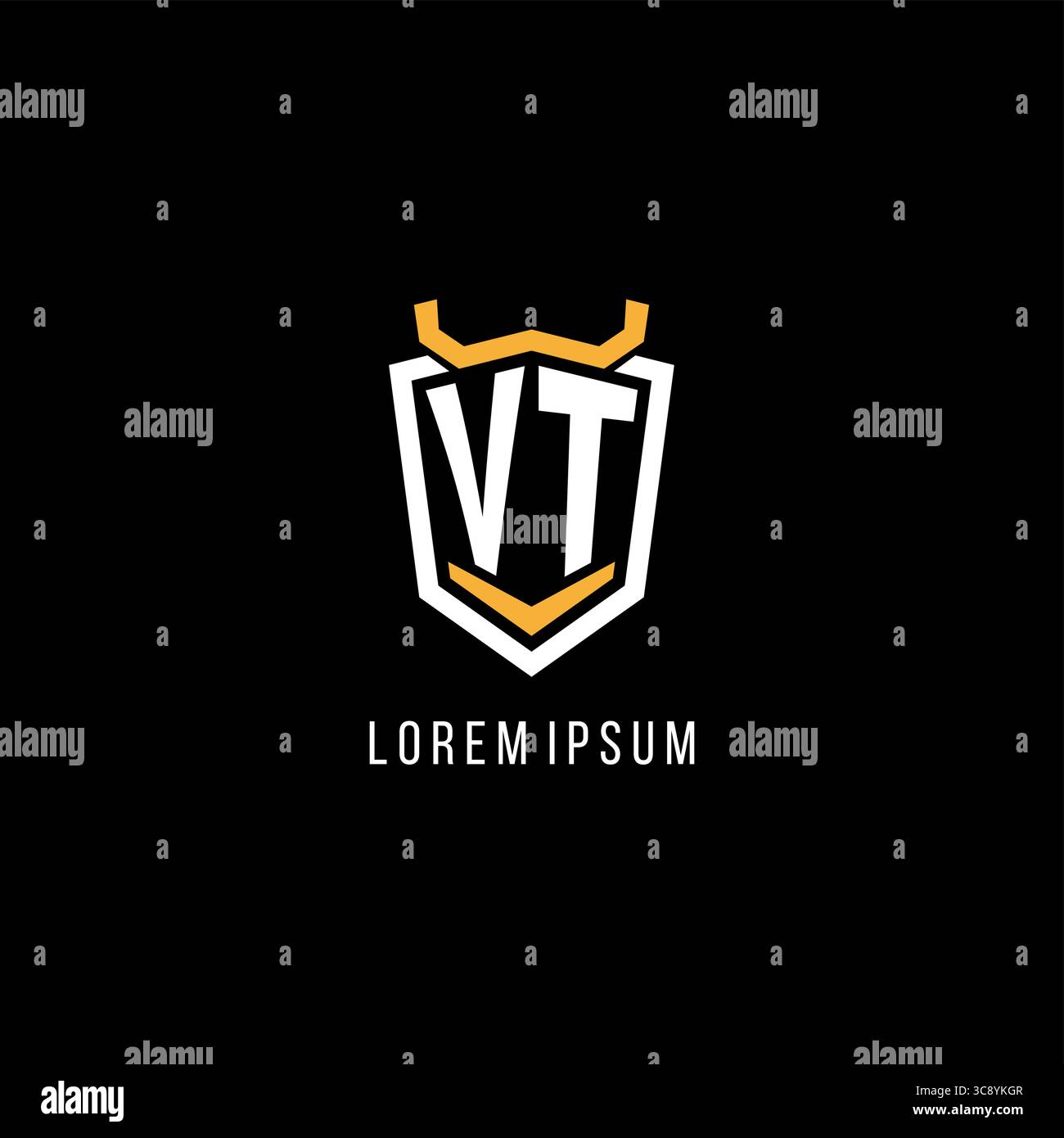 Initial VT geometric shield esport logo monogram design style vector graphic Stock Vector