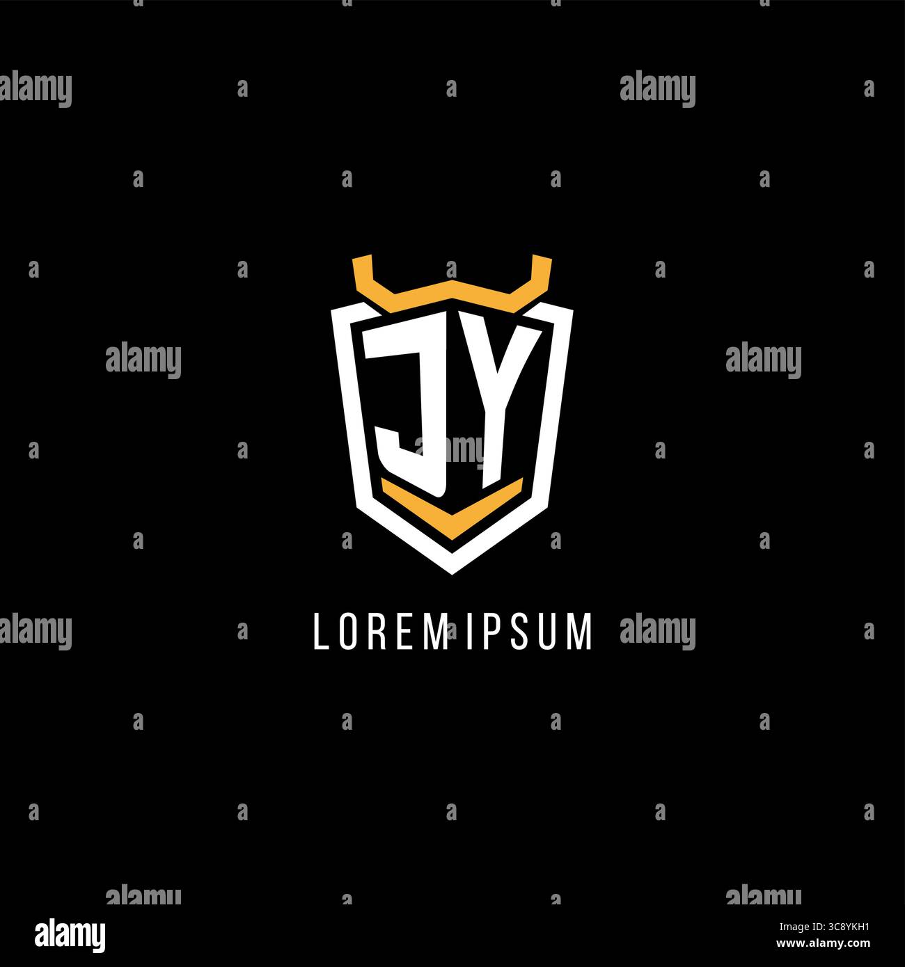 Initial JY geometric shield esport logo monogram design style vector graphic Stock Vector