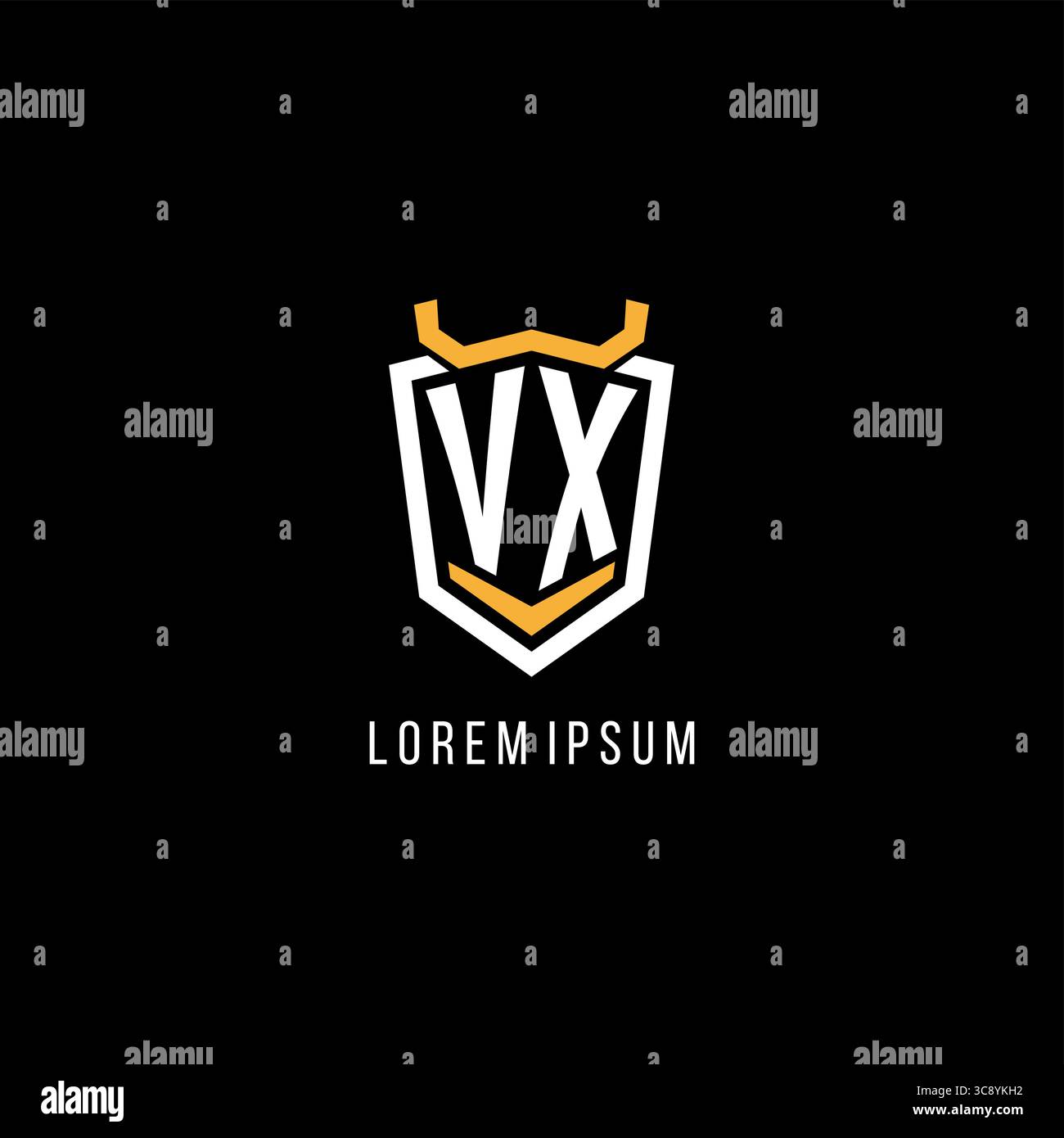 Initial VX geometric shield esport logo monogram design style vector graphic Stock Vector