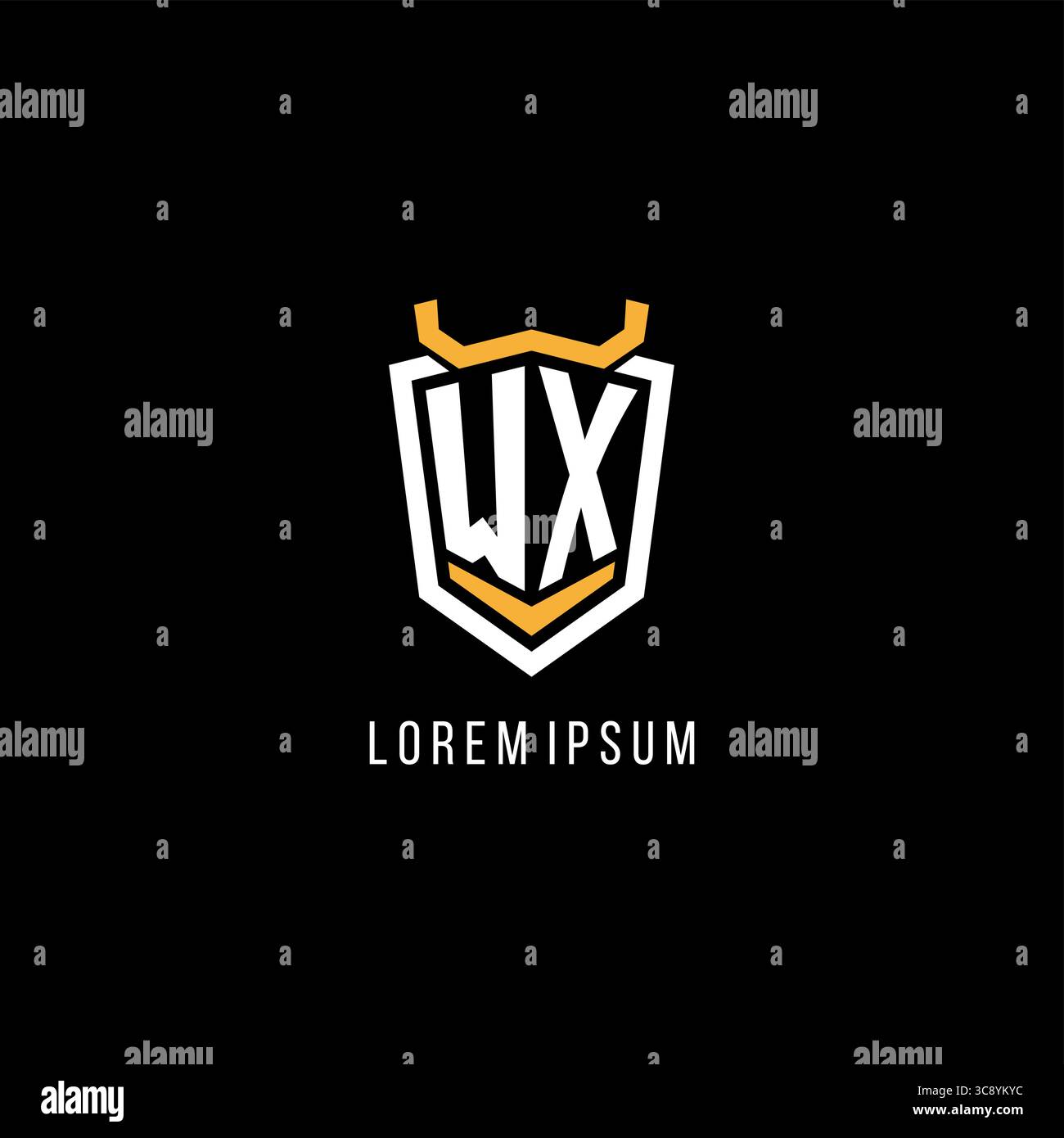 Initial WX geometric shield esport logo monogram design style vector graphic Stock Vector