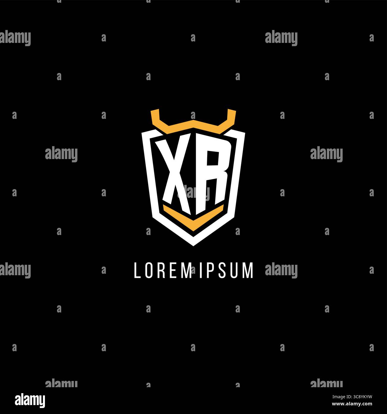 Initial XR geometric shield esport logo monogram design style vector graphic Stock Vector
