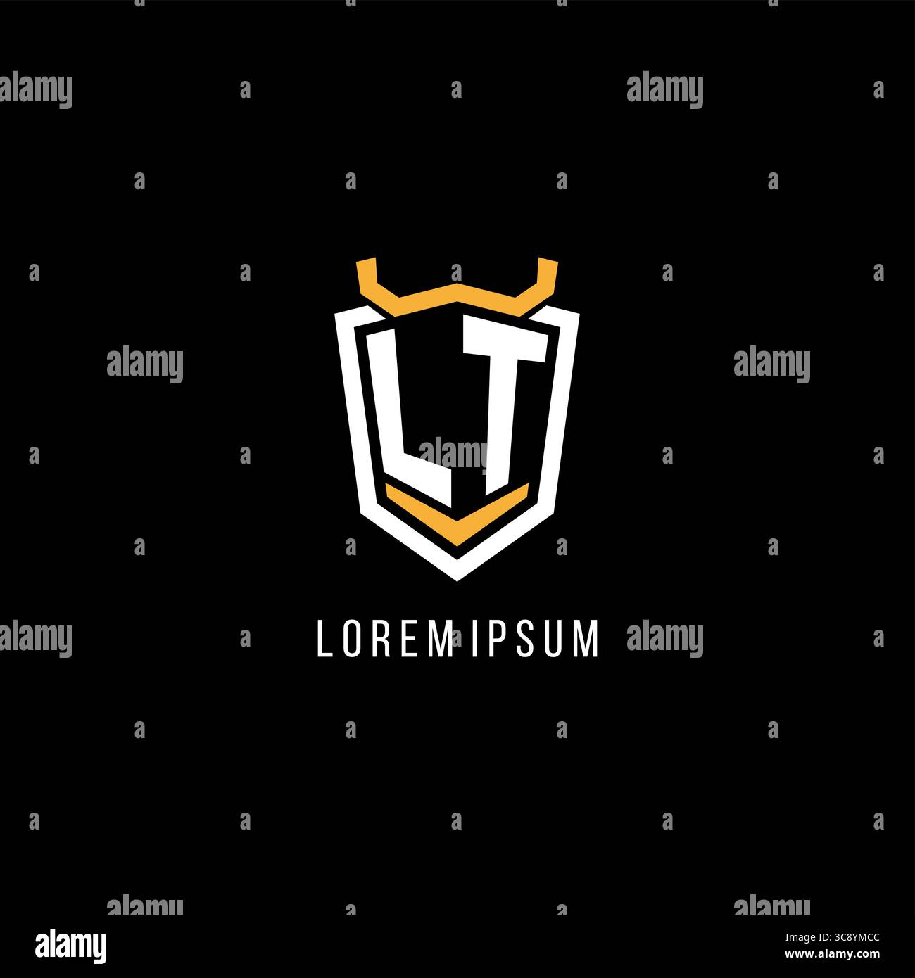 Initial LT geometric shield esport logo monogram design style vector graphic Stock Vector