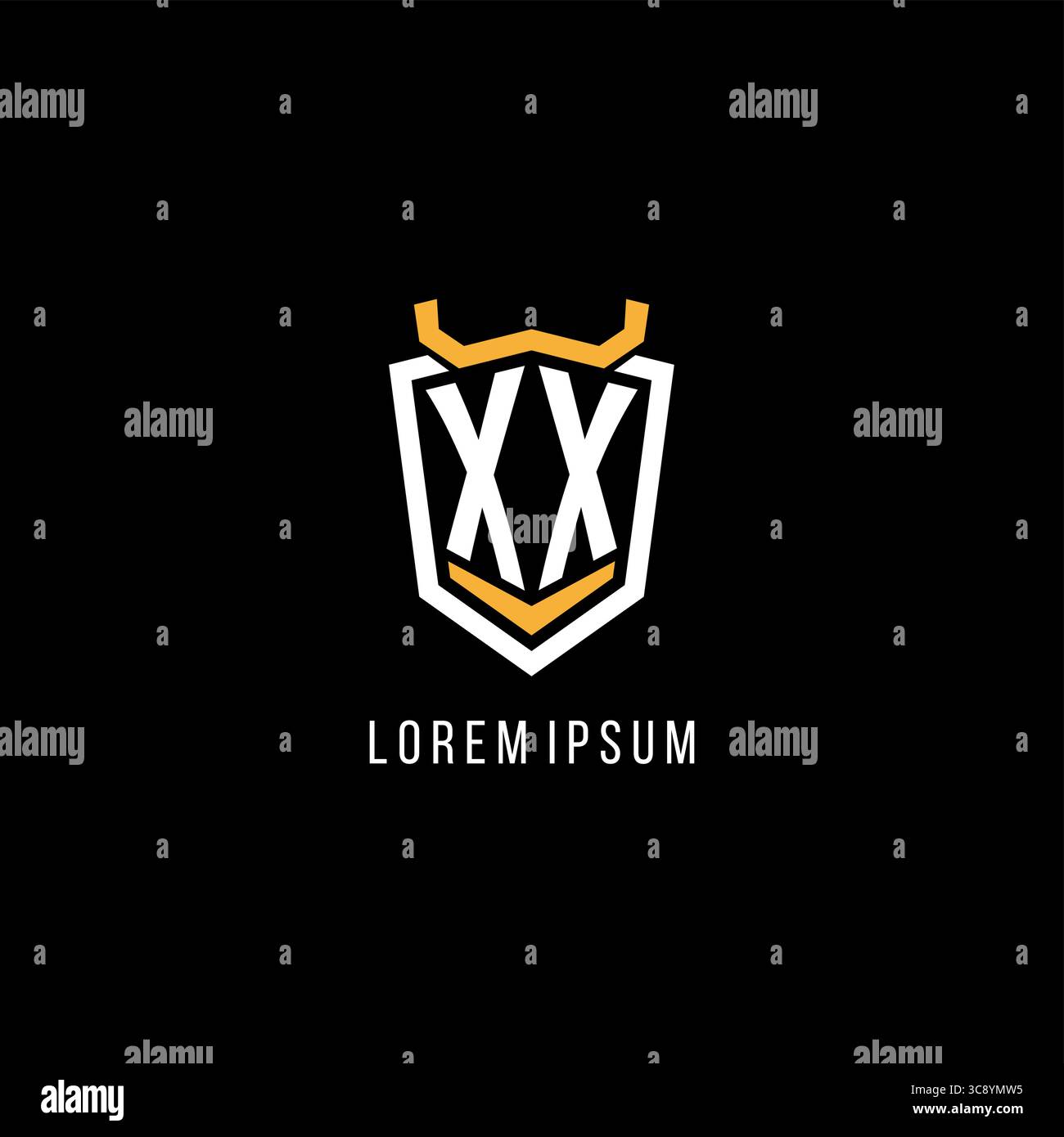 Initial XX geometric shield esport logo monogram design style vector graphic Stock Vector
