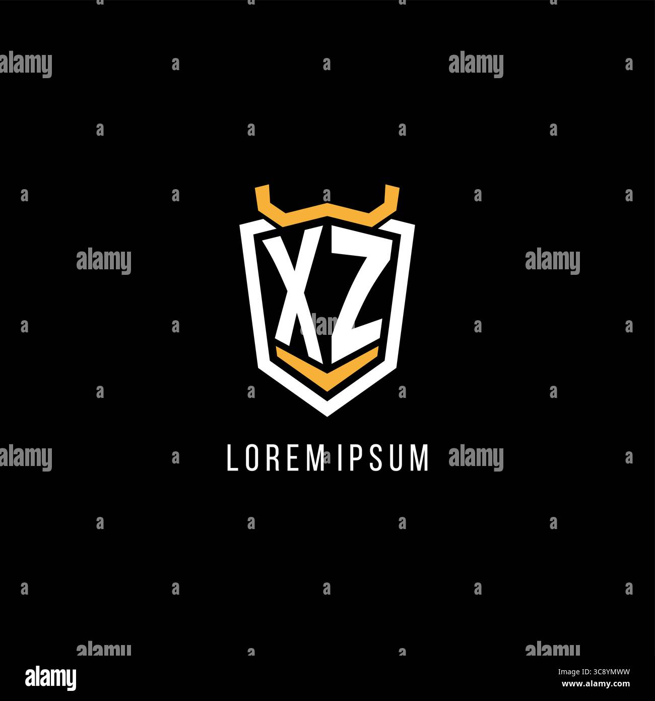 Initial XZ geometric shield esport logo monogram design style vector graphic Stock Vector