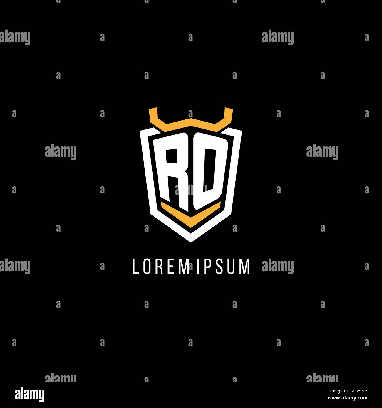 Initial RO geometric shield esport logo monogram design style vector graphic Stock Vector