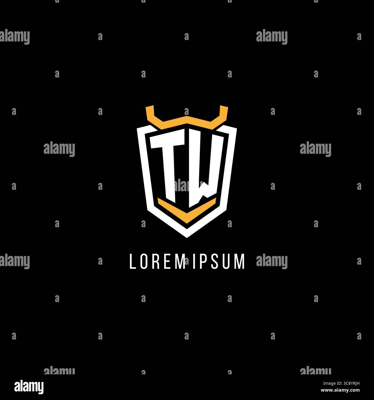 Initial TW geometric shield esport logo monogram design style vector graphic Stock Vector