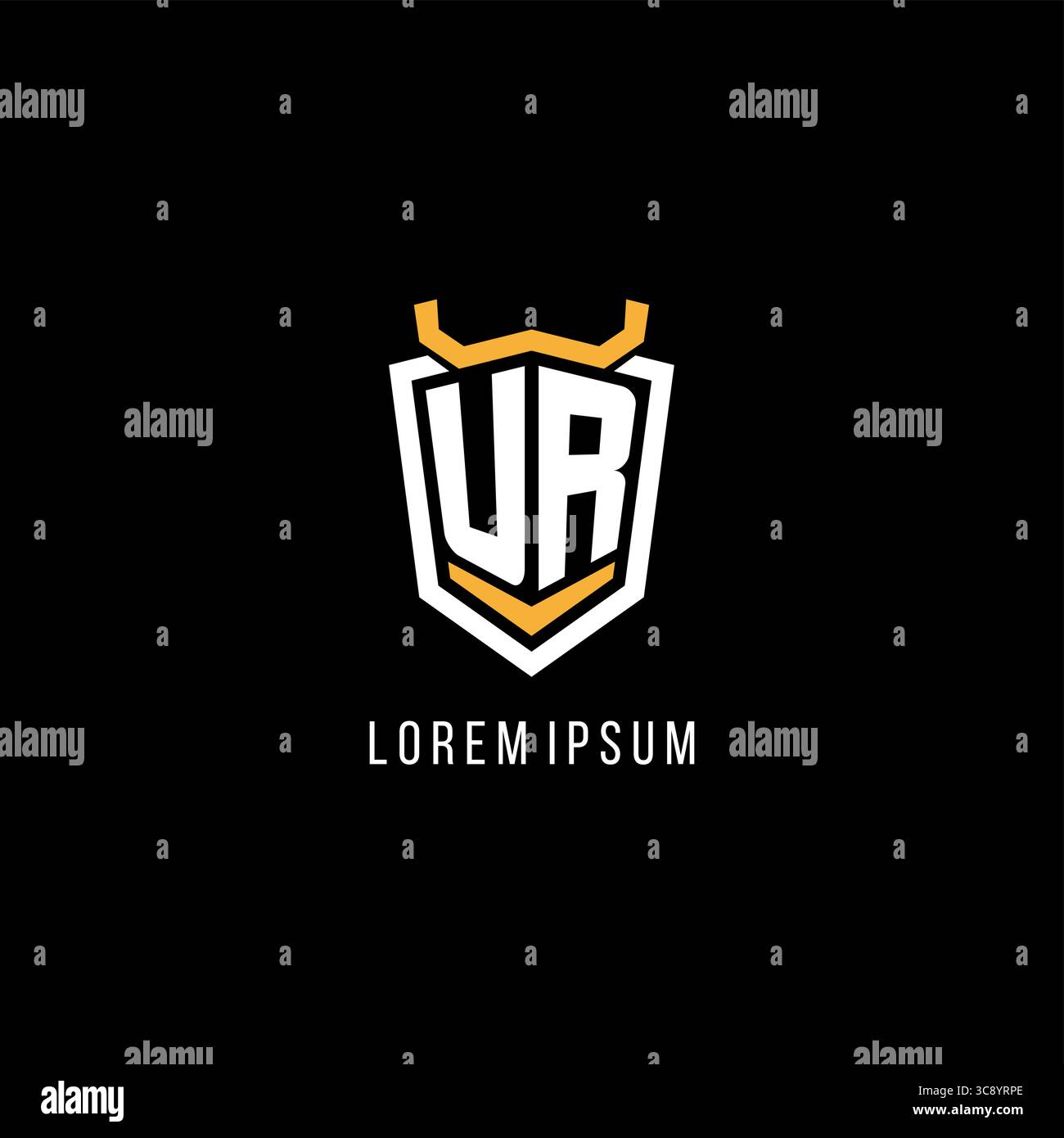 Initial UR geometric shield esport logo monogram design style vector graphic Stock Vector