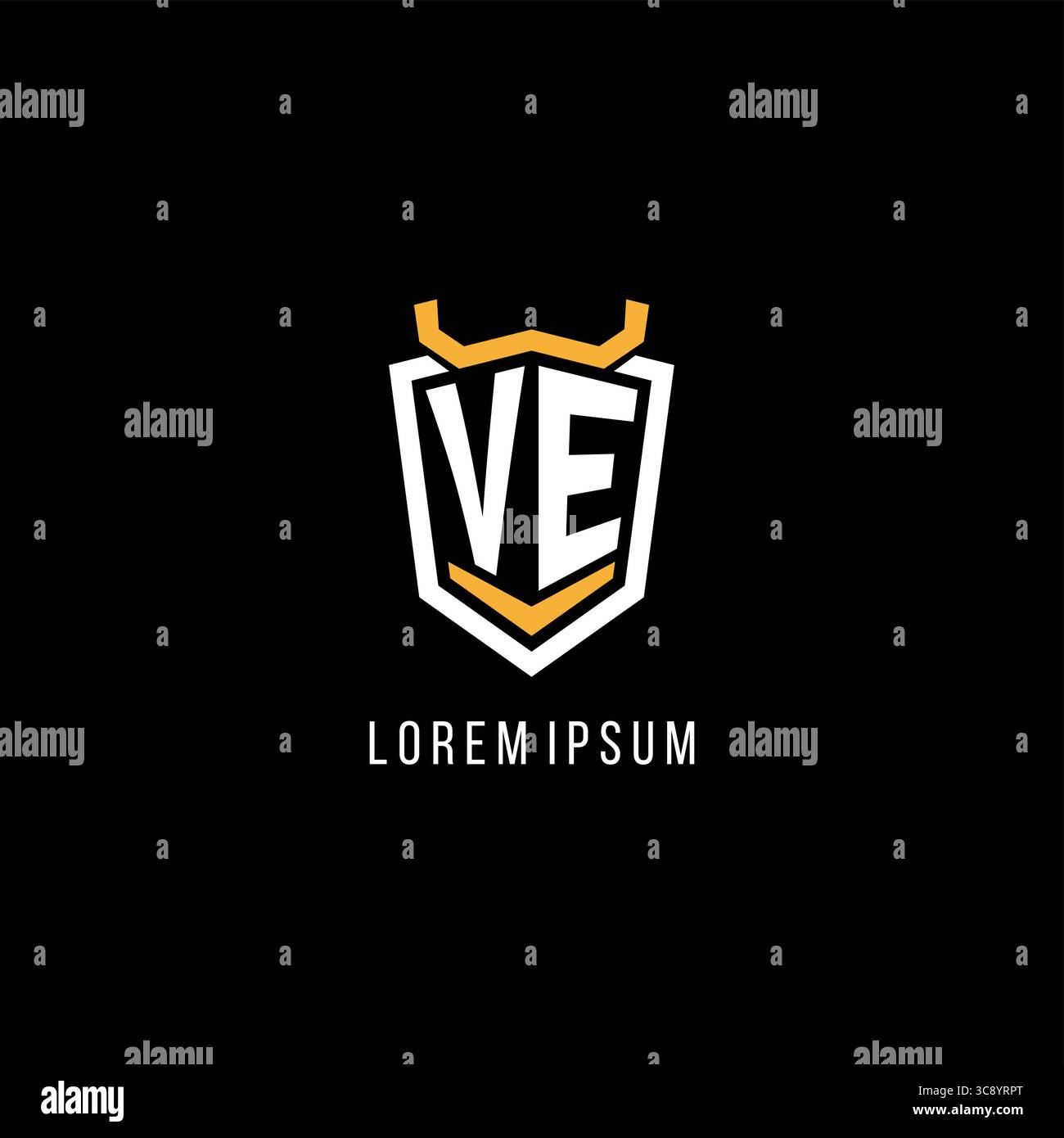 Initial VE geometric shield esport logo monogram design style vector graphic Stock Vector