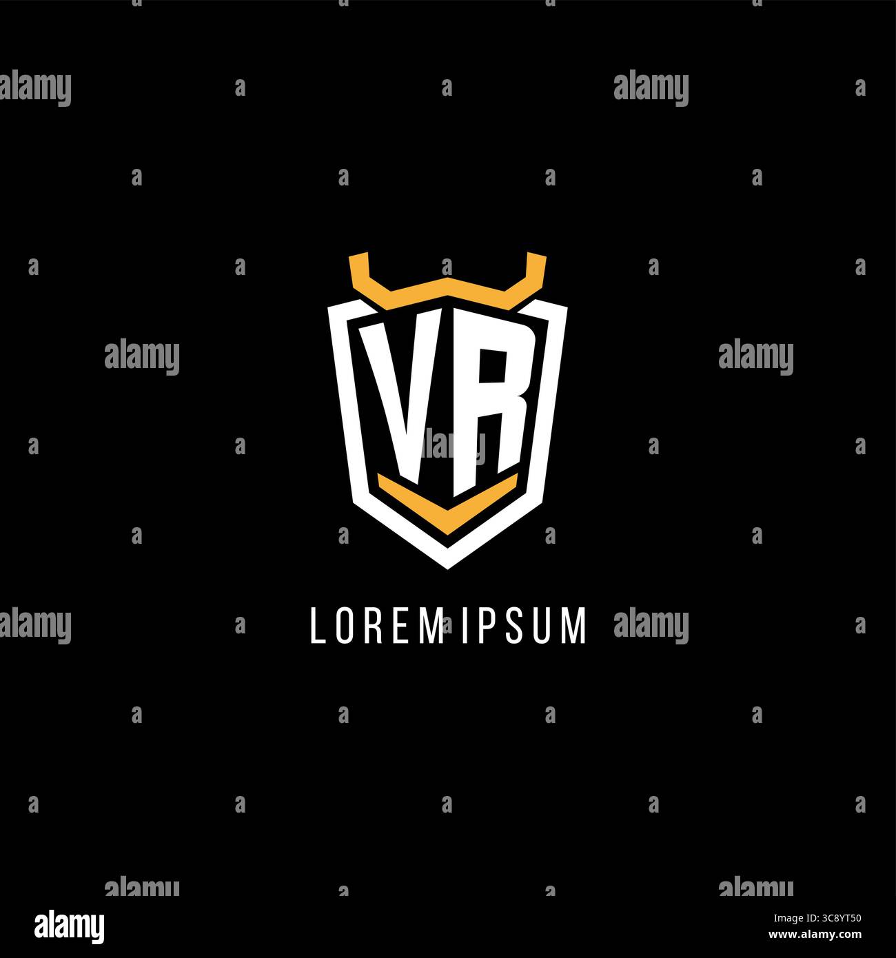 Initial VR geometric shield esport logo monogram design style vector graphic Stock Vector
