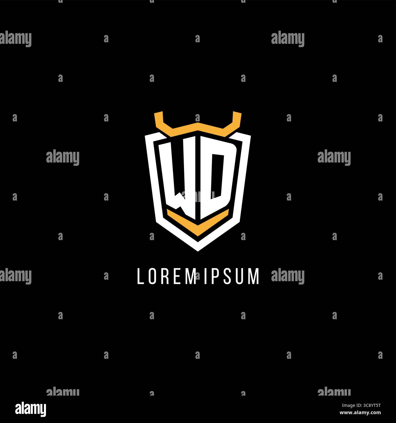 Initial WD geometric shield esport logo monogram design style vector graphic Stock Vector