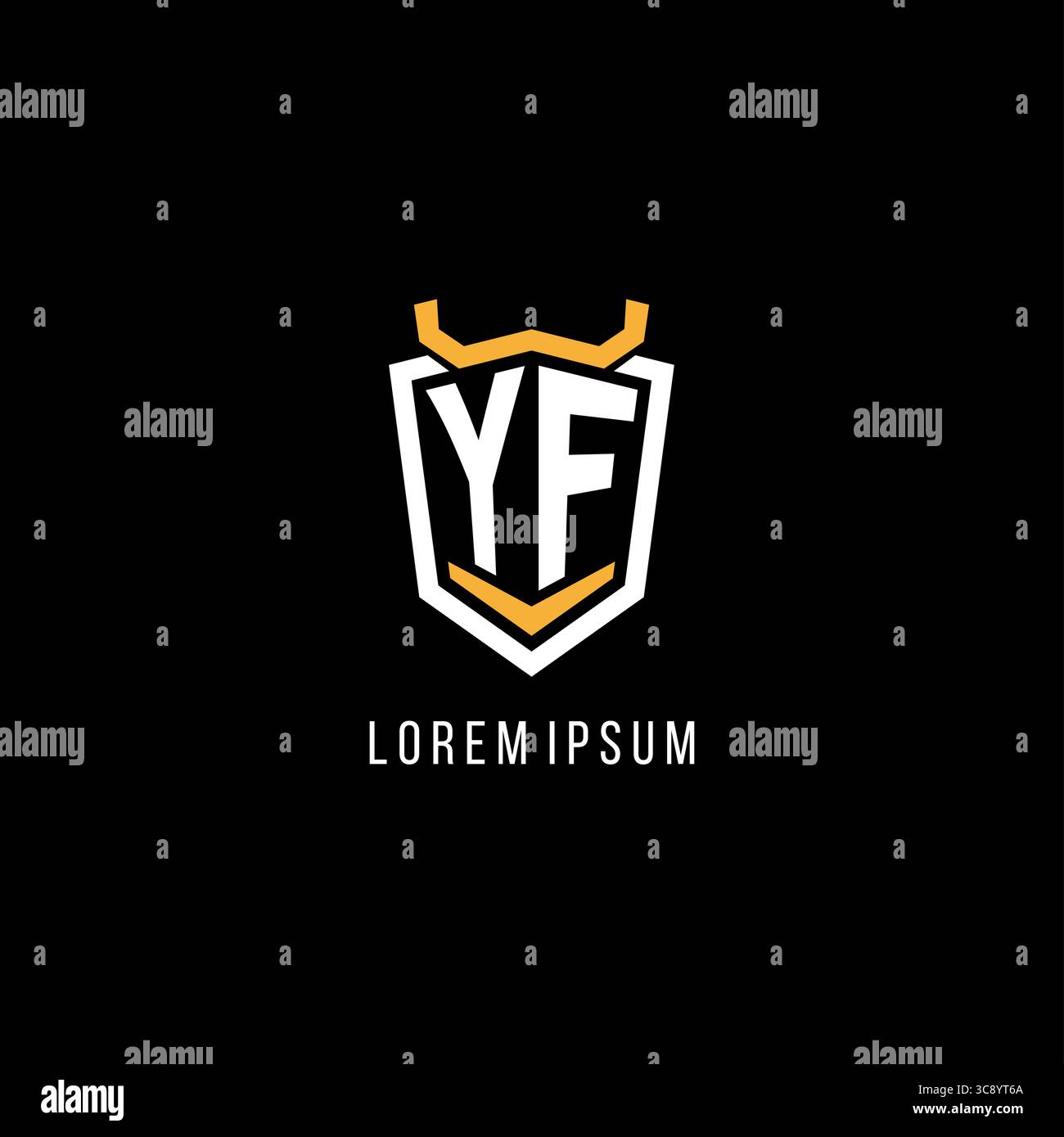 Initial YF geometric shield esport logo monogram design style vector graphic Stock Vector