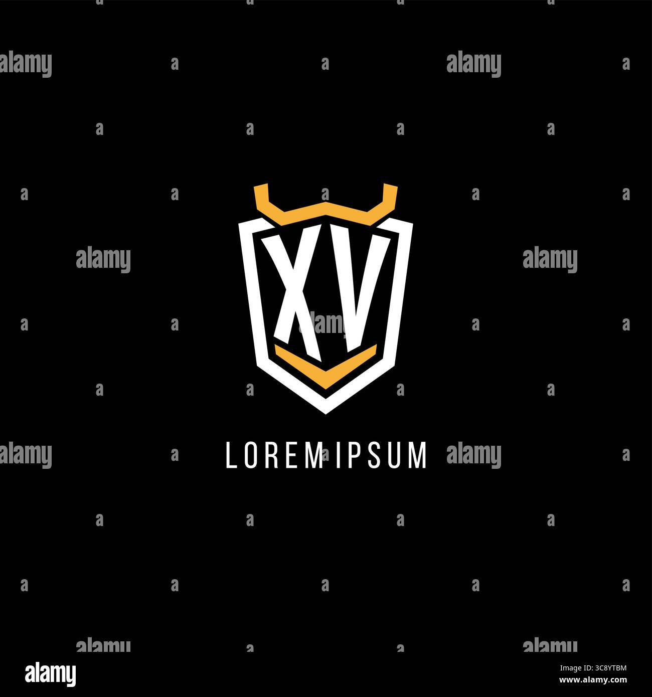 Initial XV geometric shield esport logo monogram design style vector graphic Stock Vector