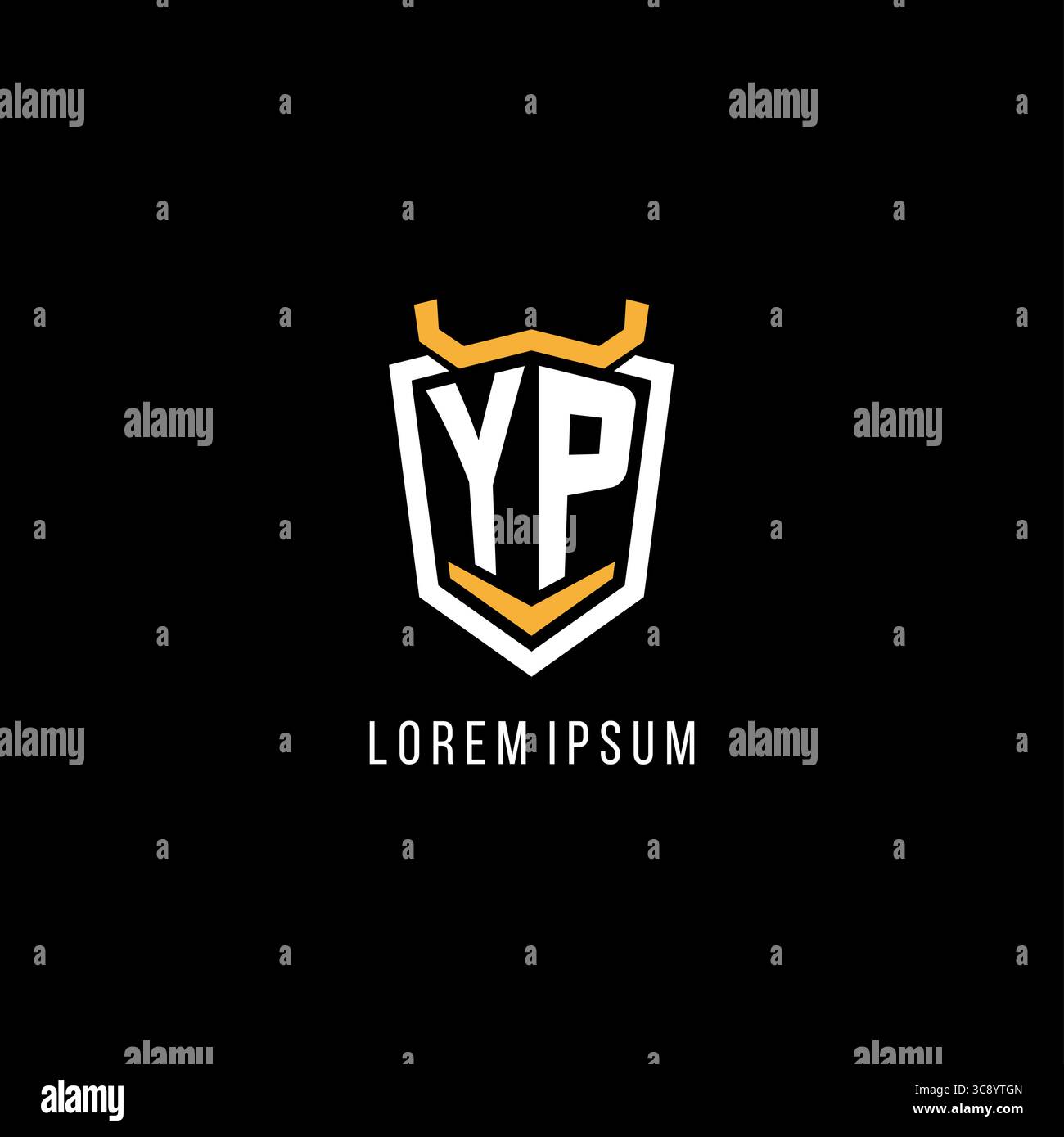 Initial YP geometric shield esport logo monogram design style vector graphic Stock Vector