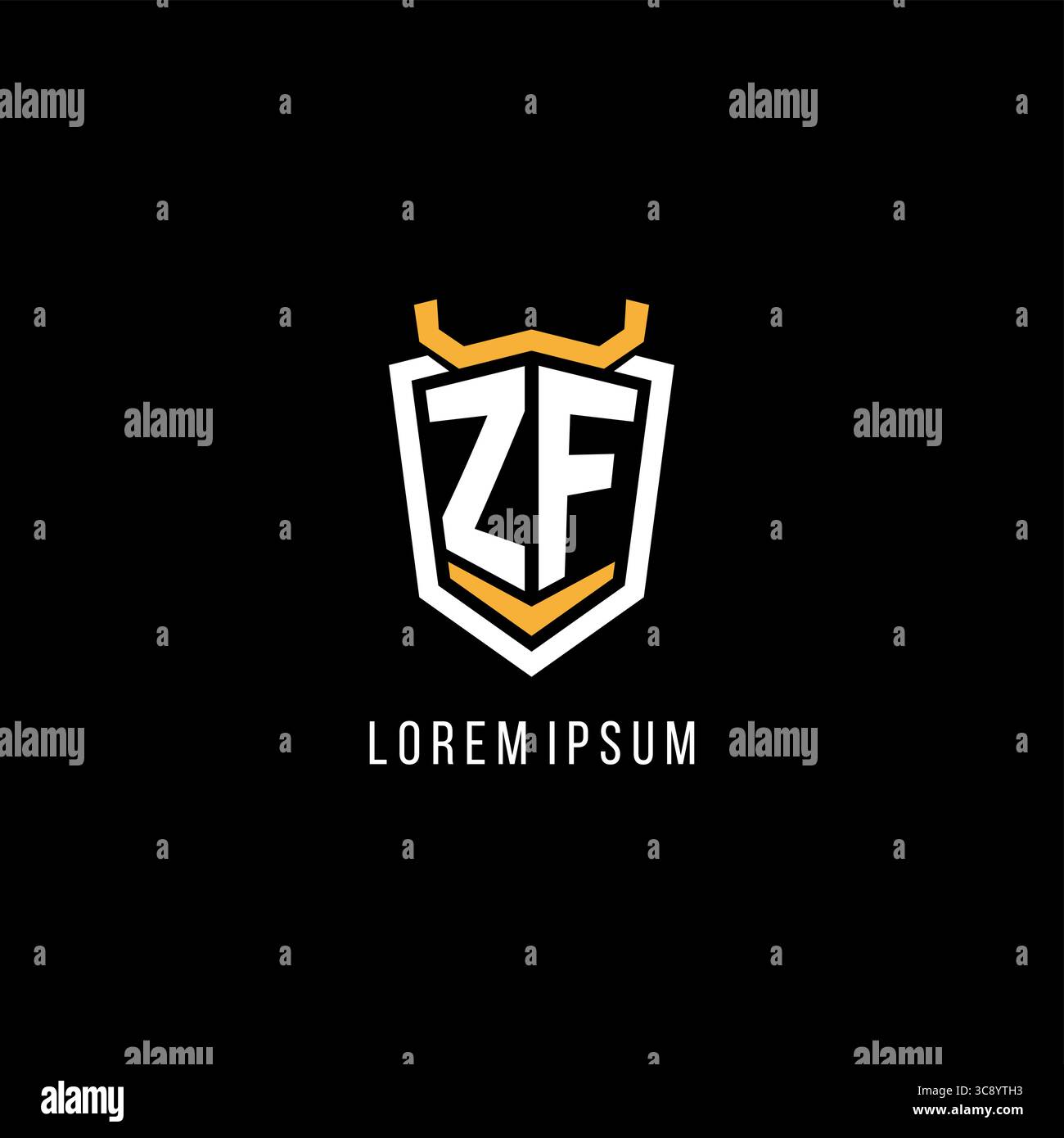Initial ZF geometric shield esport logo monogram design style vector graphic Stock Vector