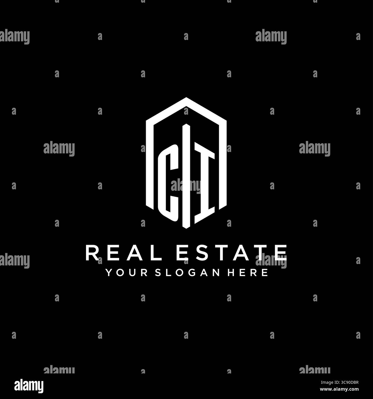 Letter CI logo for real estate with hexagon icon design vector graphic ...