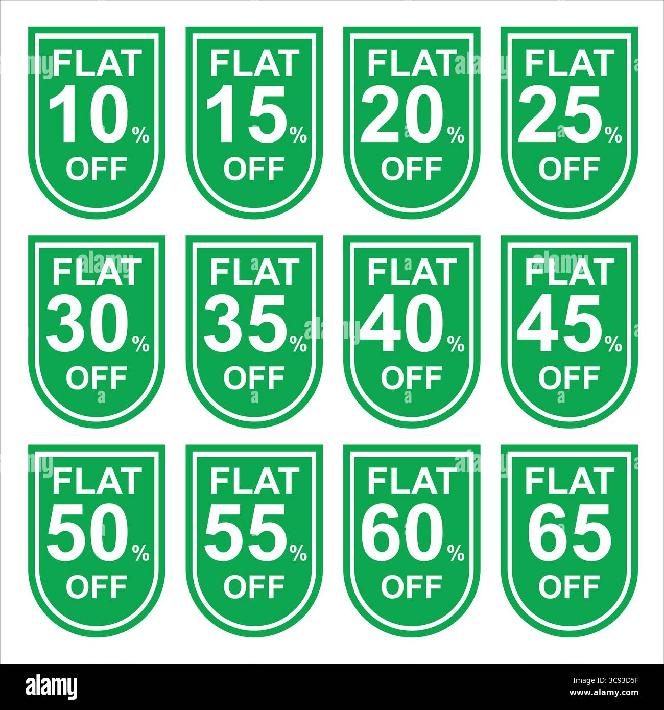 Flat Discount Offer Tags and Banners – Editable Vector for Commercial Use Stock Vector