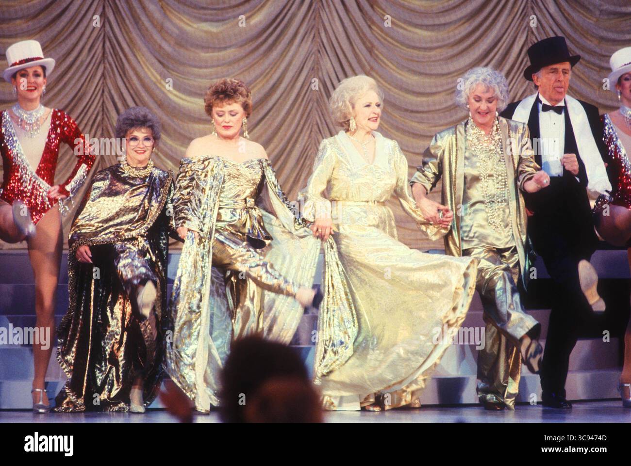 May 21, 1990 - New York, New York, USA - Actresses from the hit show Golden Girls, perform on a chorus line during the Night of 100 Starts Gala. From left, A May 21, 1990 - New York, New York, USA - Actresses from the hit show Golden Girls, perform on a chorus line during the Night of 100 Starts Gala. From left, A