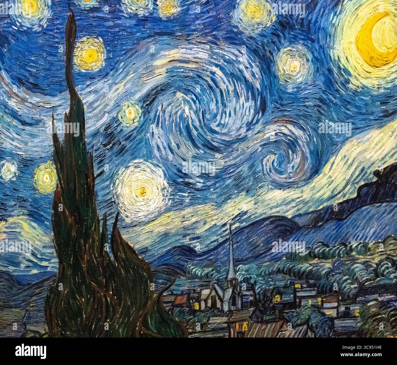 painting called The Starry Night by Vincent van Gogh at the MOMA art museum in New York Stock Photo