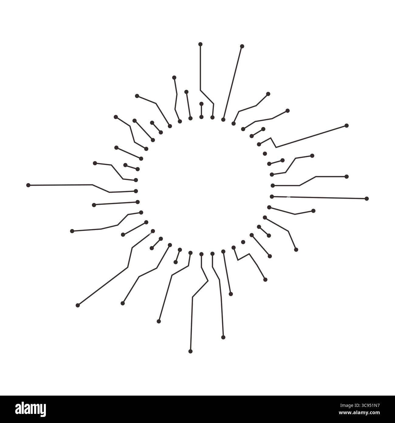 Circuit board circle line dots connection. Motherboard electronic technology data, electrical board, cpu. Programming science, computer system elements. Vector illustration Stock Vector