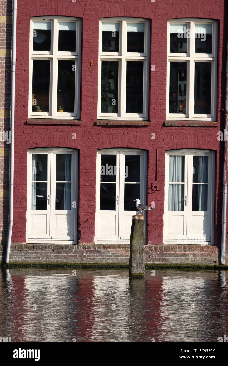 damrak amsterdams famous row of crooked houses Stock Photo