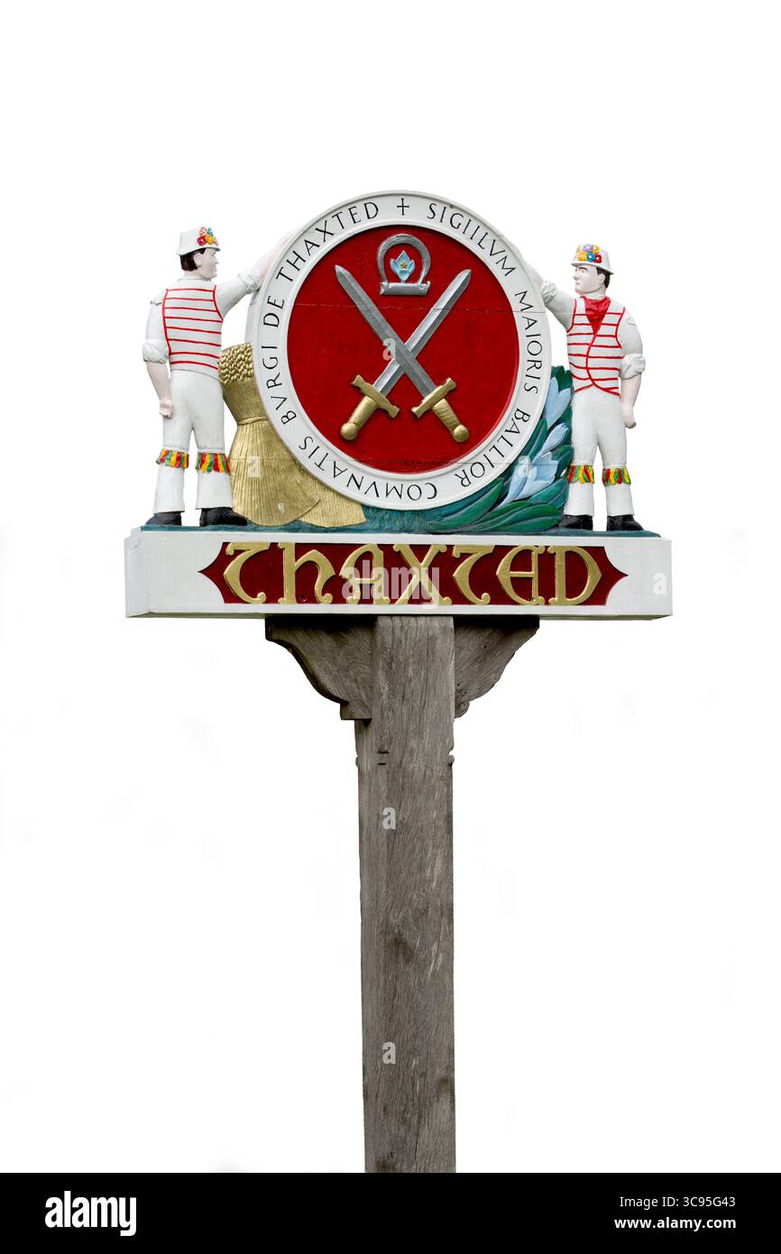 Thaxted Essex Village Sign Stock Photo - Alamy