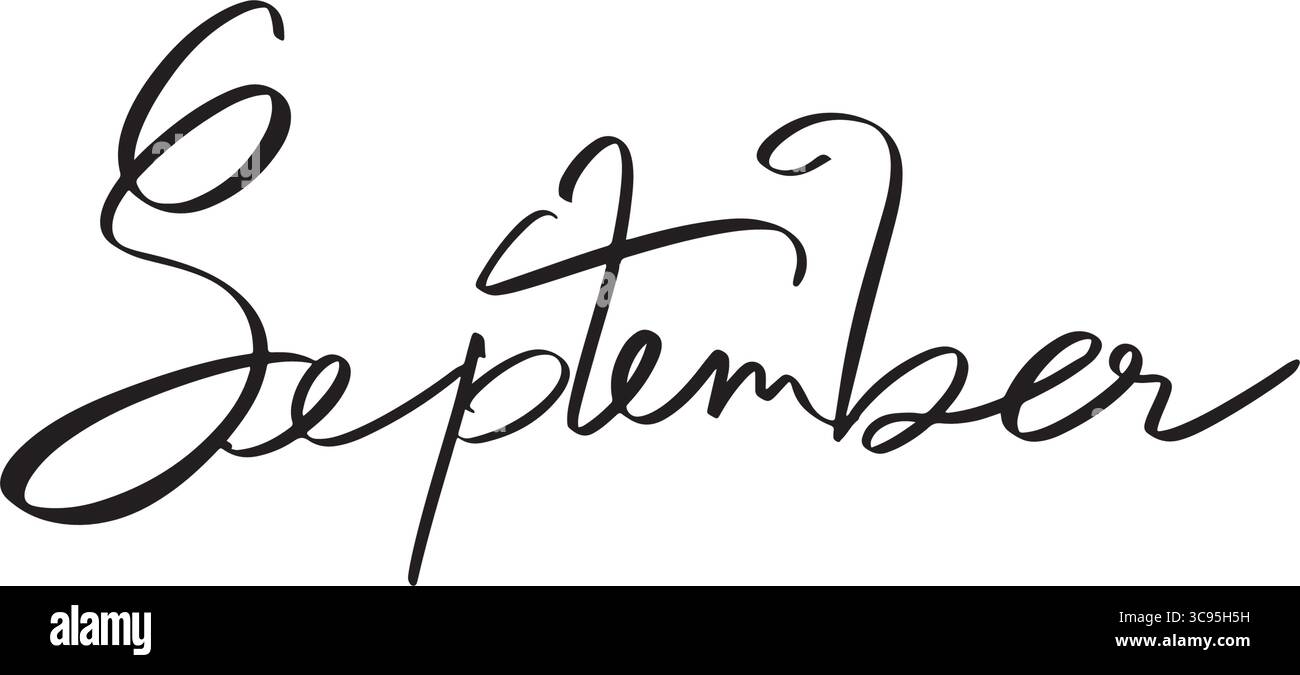 September month text font calligraphy hand written lettering script ...