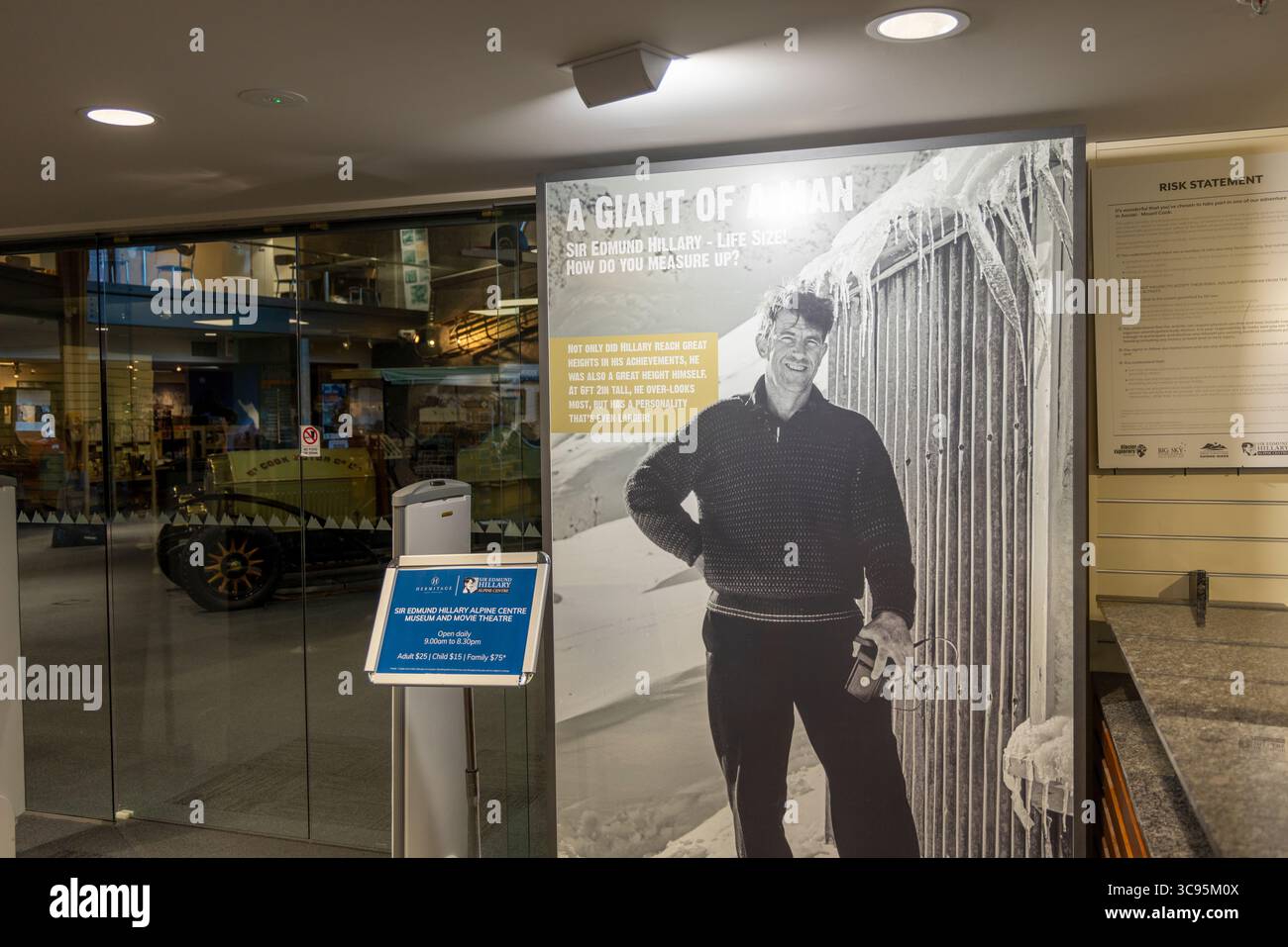 Poster of Sir Edmund Hillary inside the Sir Edmund Hillary alpine ...