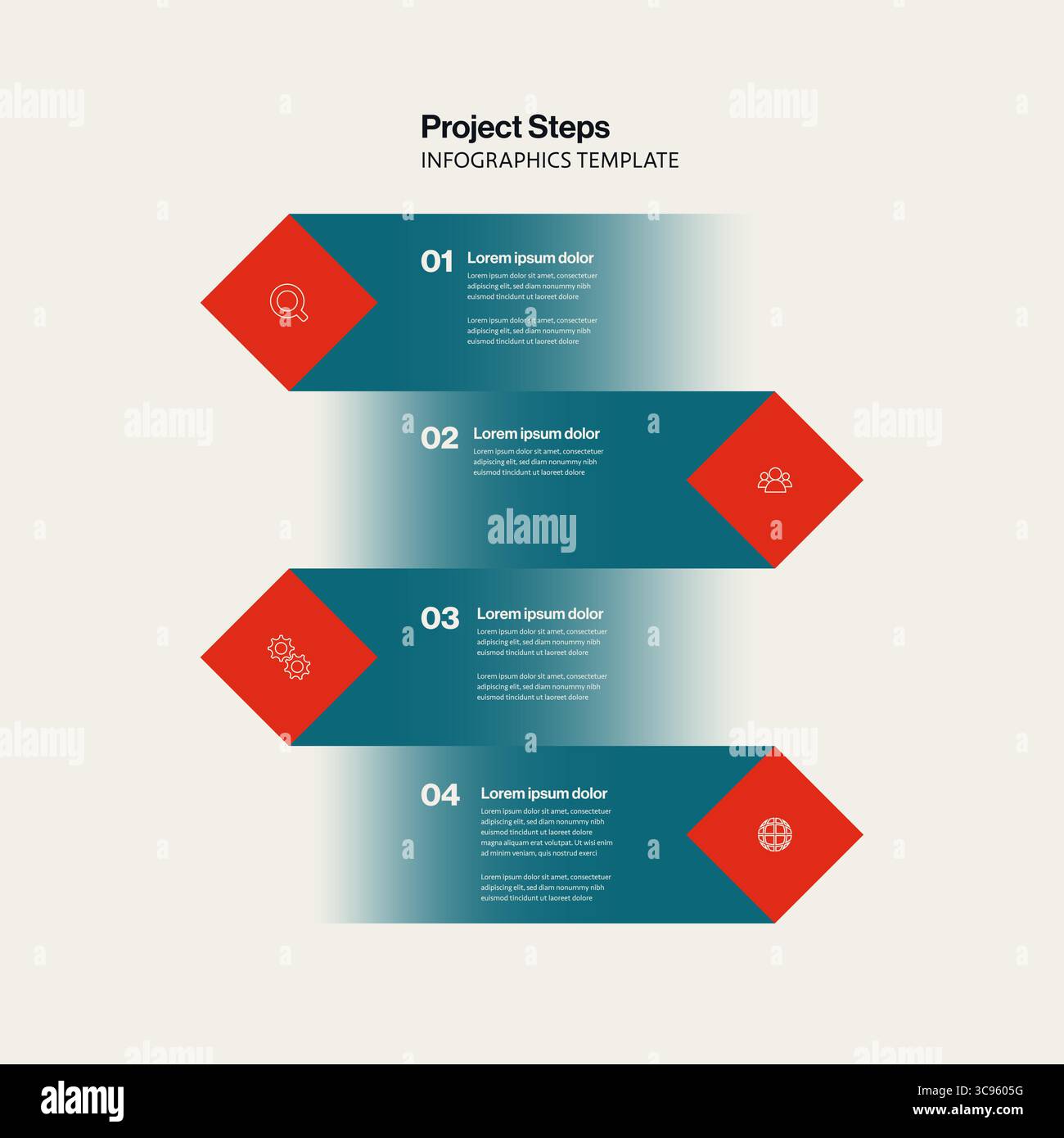 Project Steps Infographic Template with Square Shapes. Editable eps10 ...